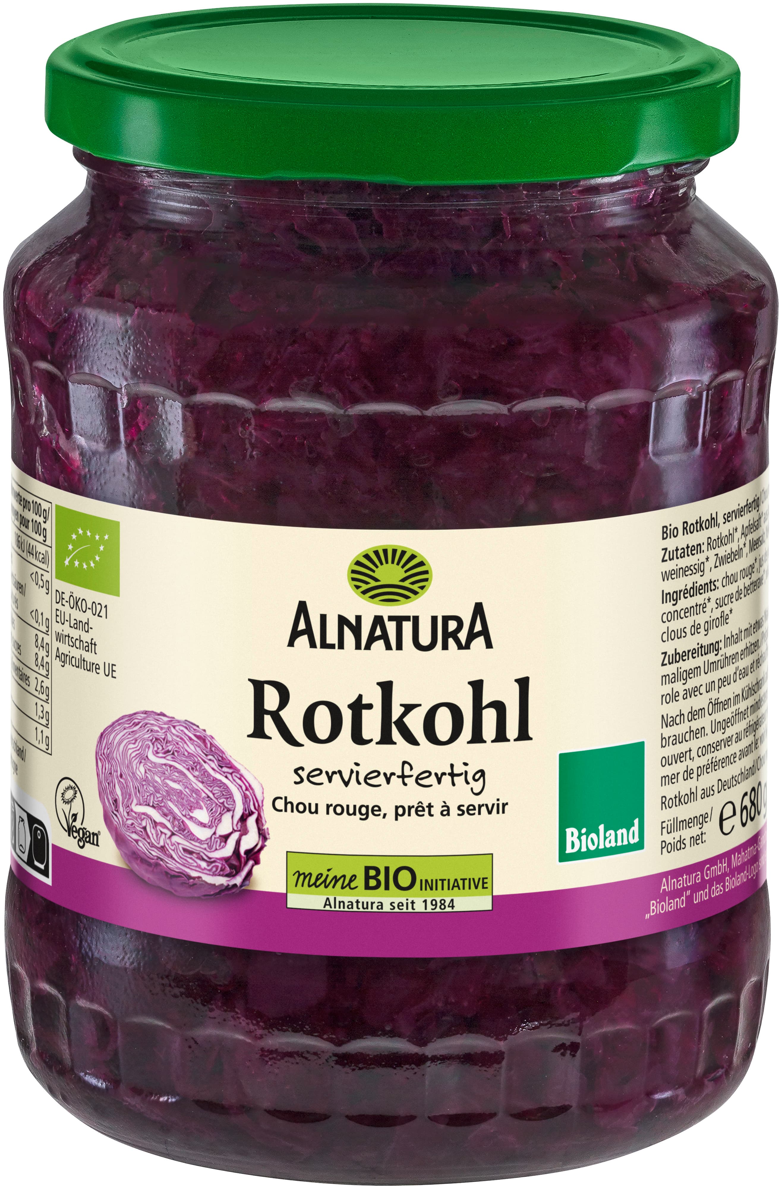 Alnatura Bioland-Rotkohl, Glas