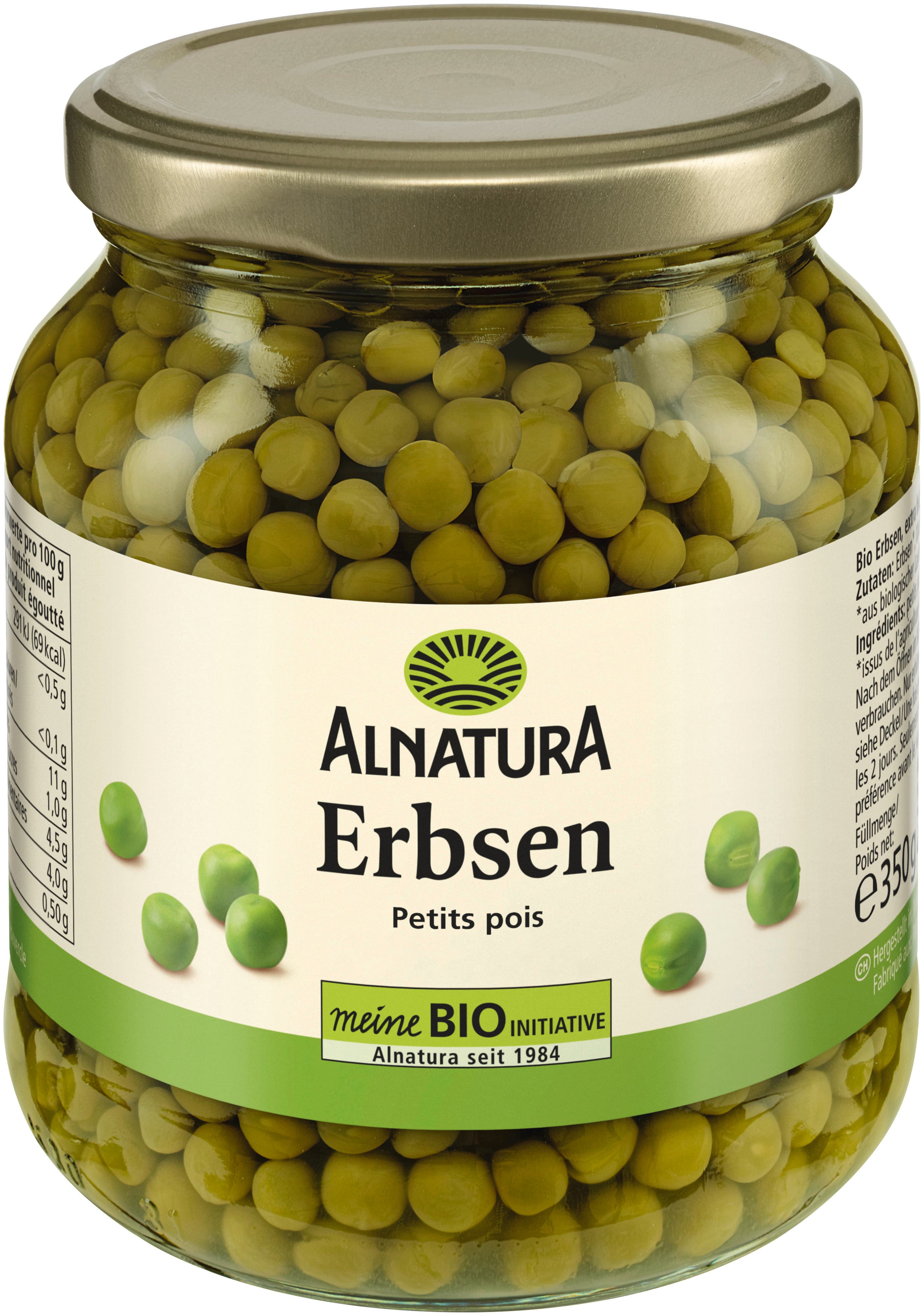 Alnatura Bio Erbsen extra fein, Glas