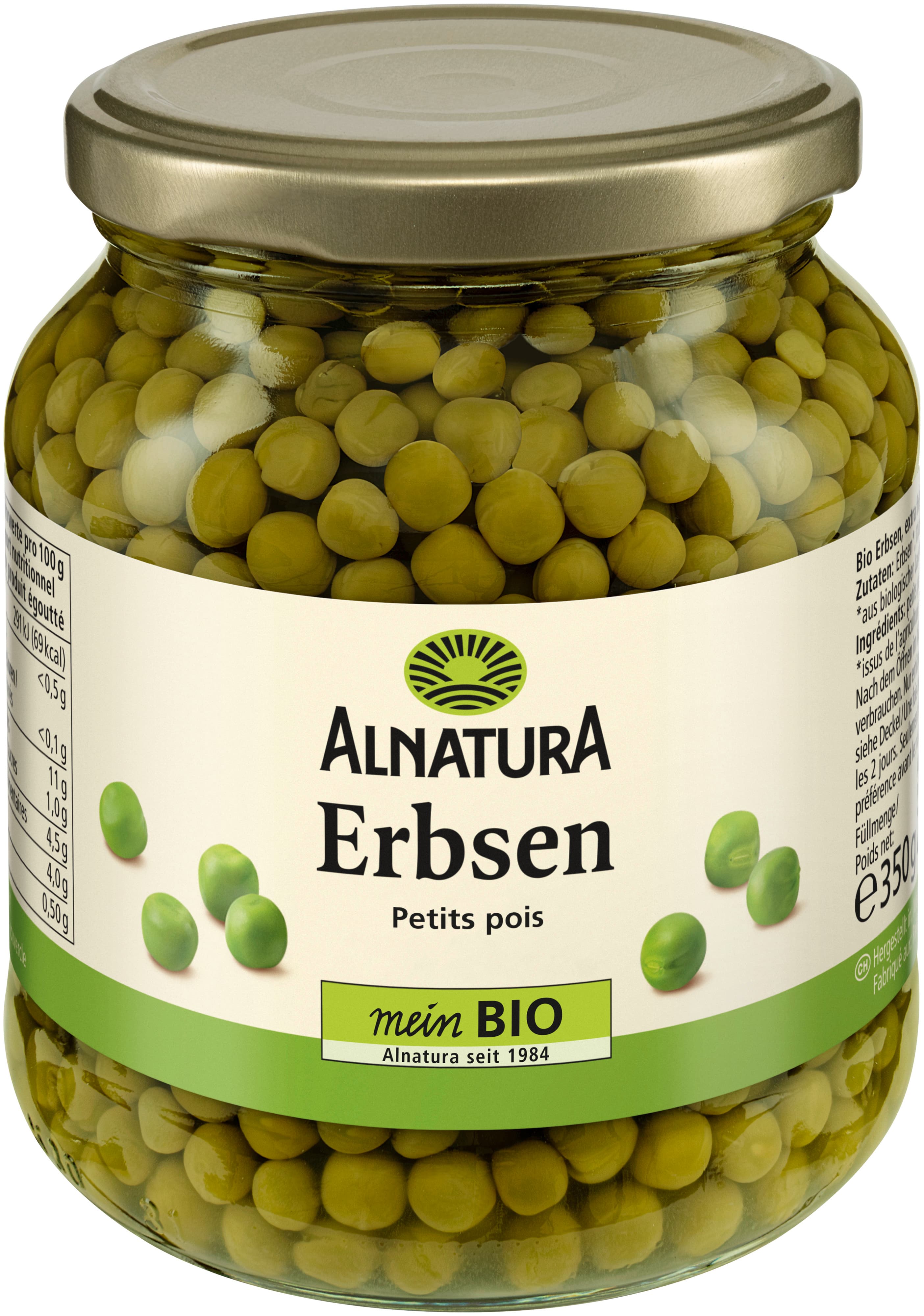 Alnatura Bio Erbsen extra fein, Glas