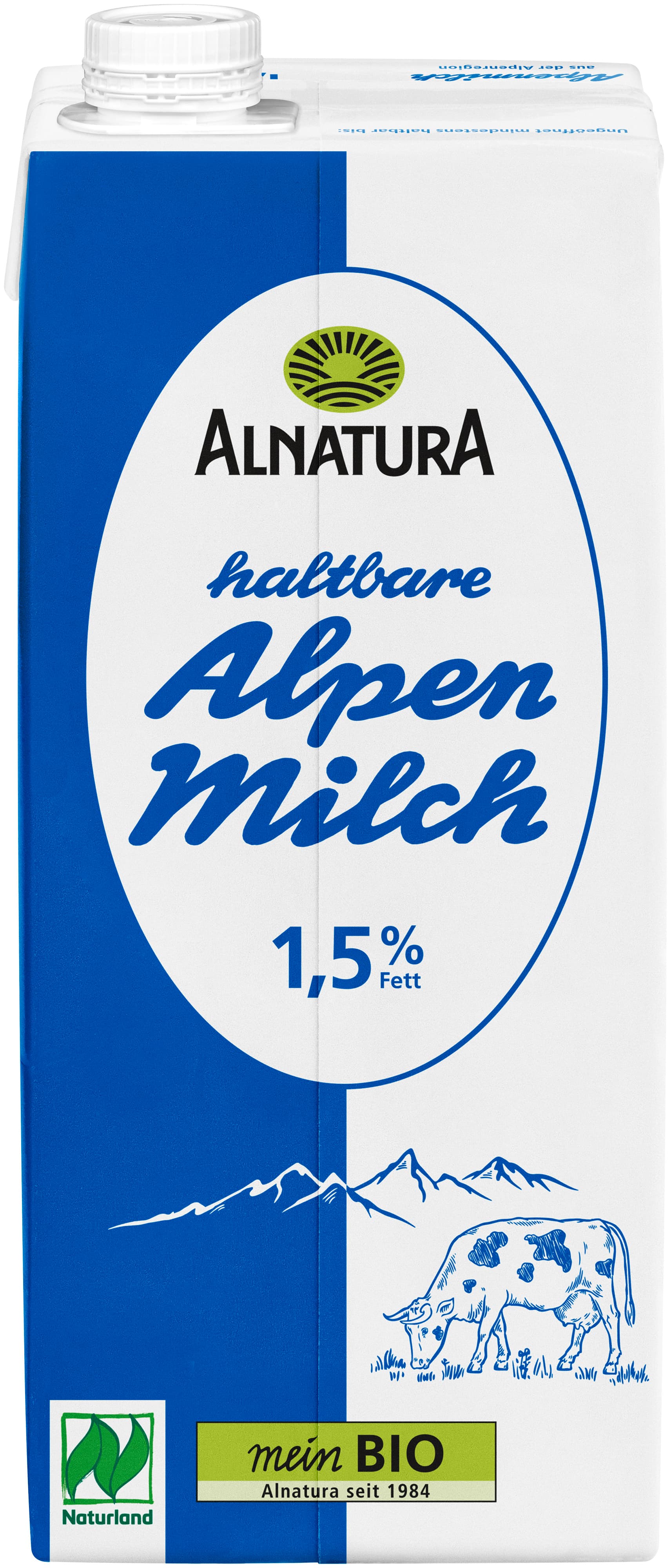Alnatura Bio Haltbare fettarme Alpenmilch 1,5% Fett