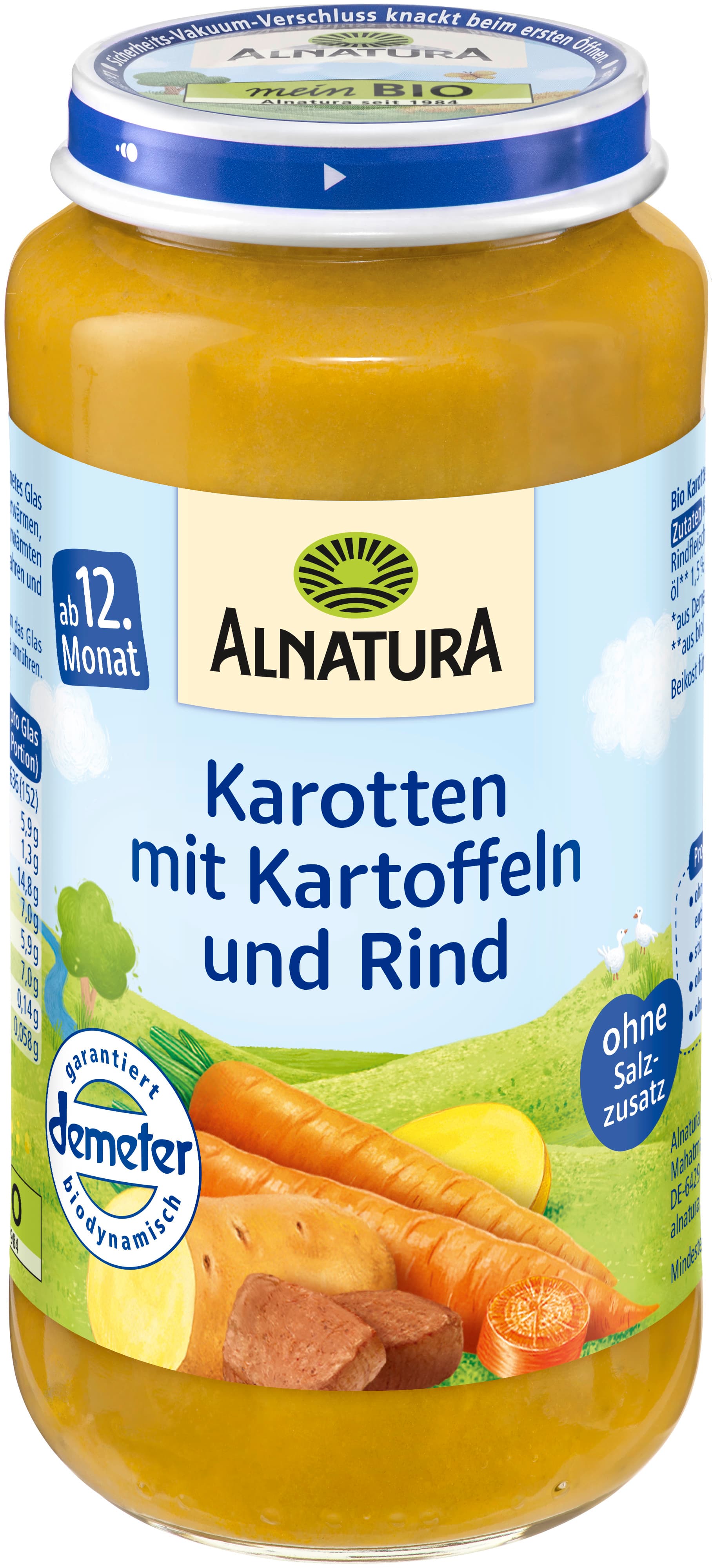 Alnatura Bio Karotte-Kartoffel-Rind, Babygläschen (ab 12. Mon.)
