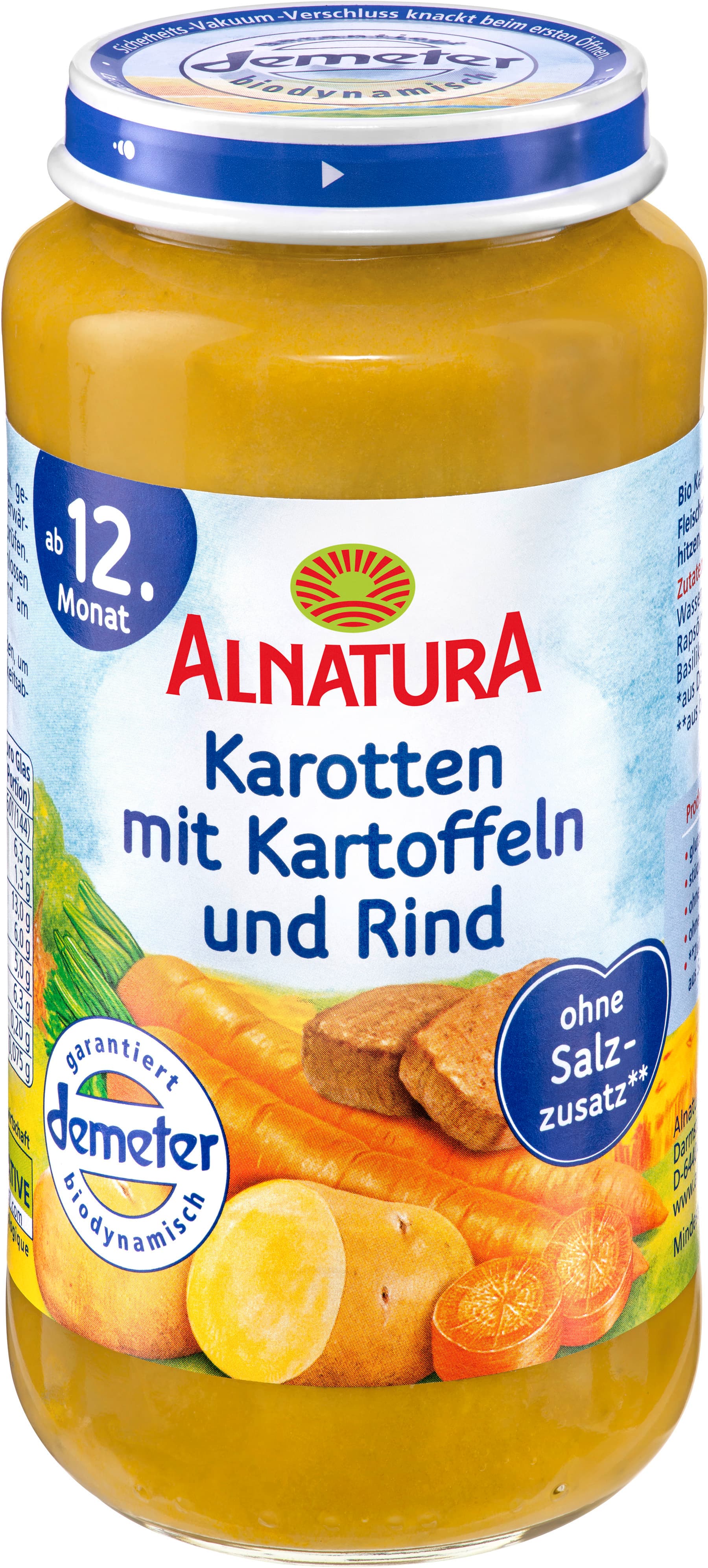 Alnatura Bio Karotte-Kartoffel-Rind, Babygläschen (ab 12. Mon.)