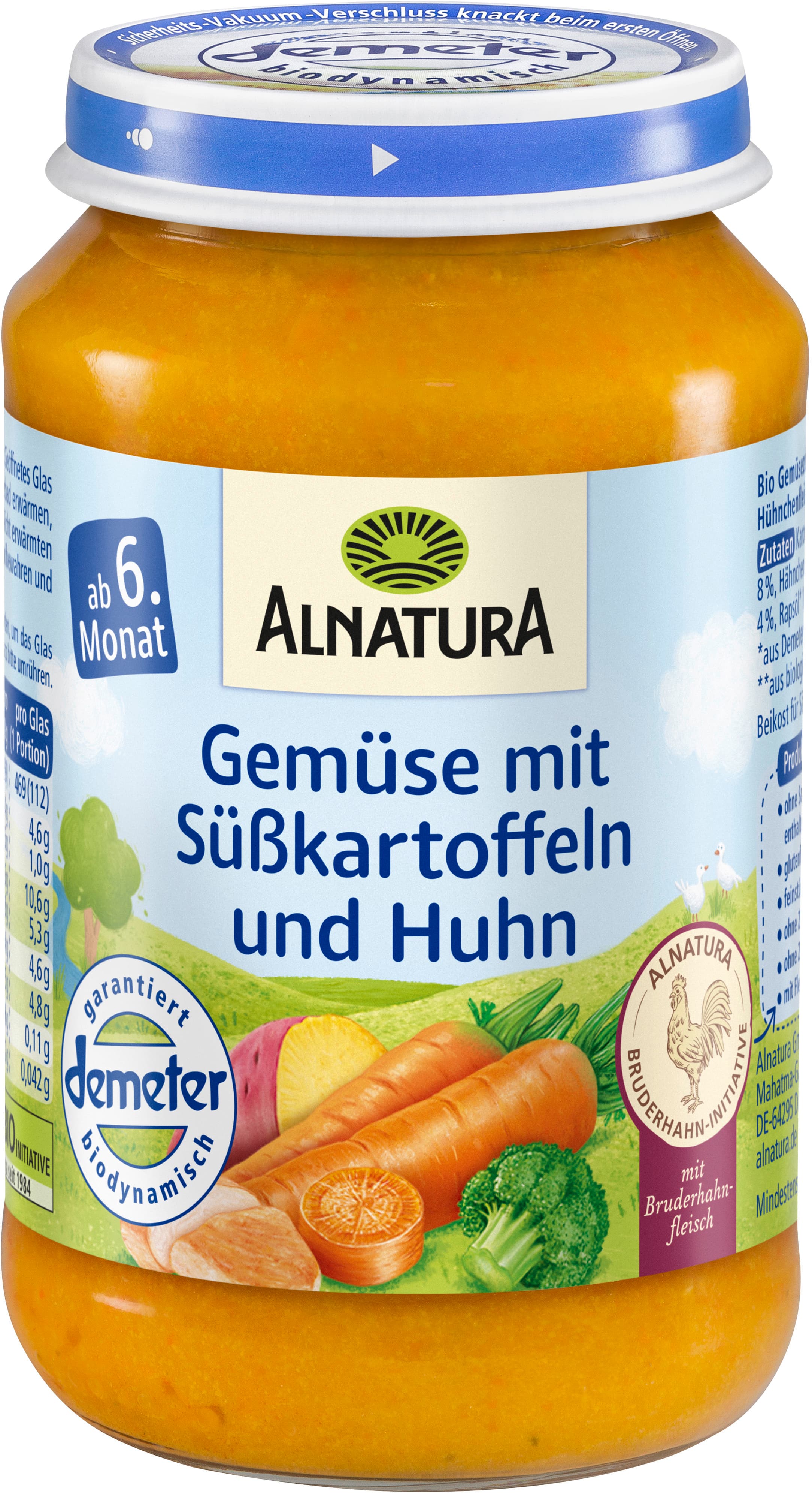 Alnatura Bio Gemüse-Süßkartoffel-Huhn, Babygläschen (ab 6. Mon.)
