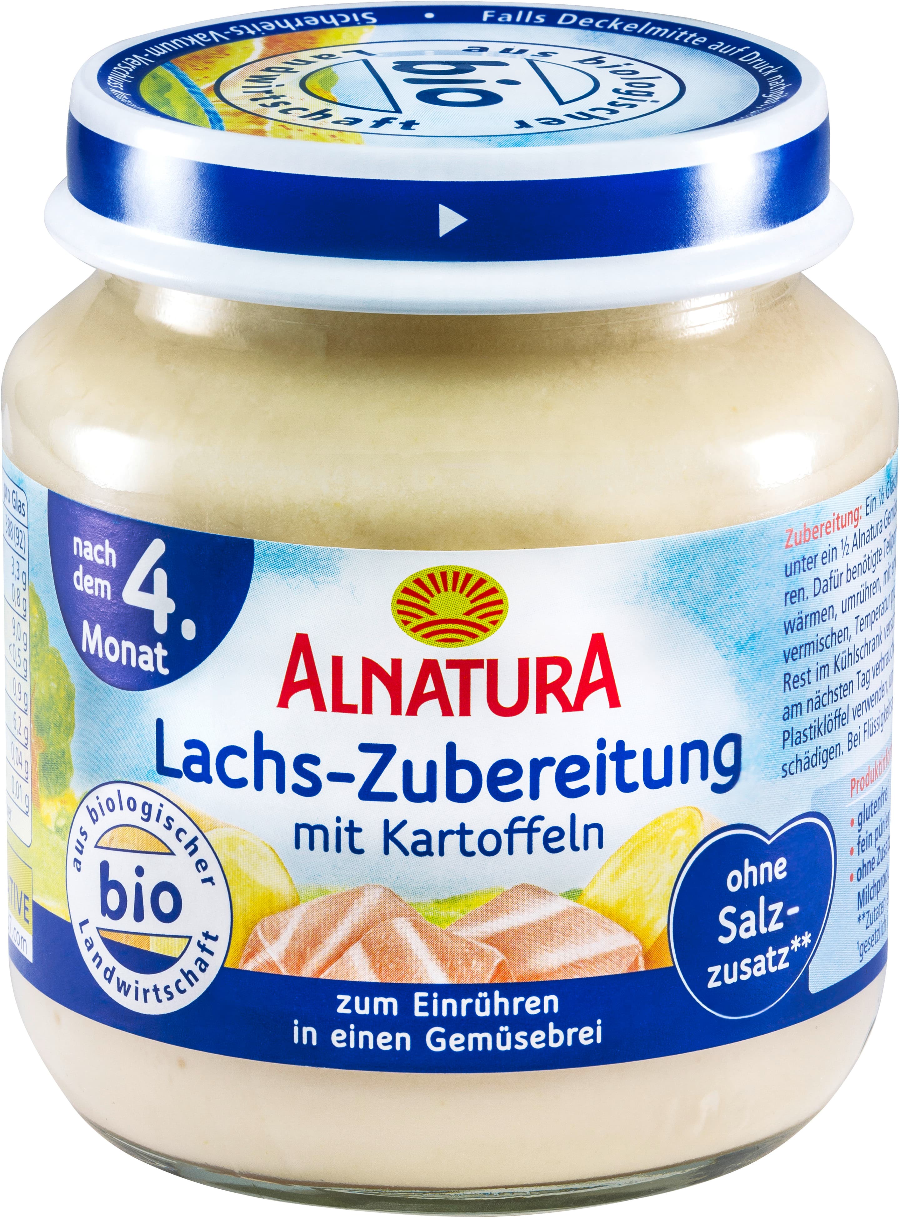 Alnatura Bio Lachs-Kartoffel, Babygläschen (ab 4. Mon.)