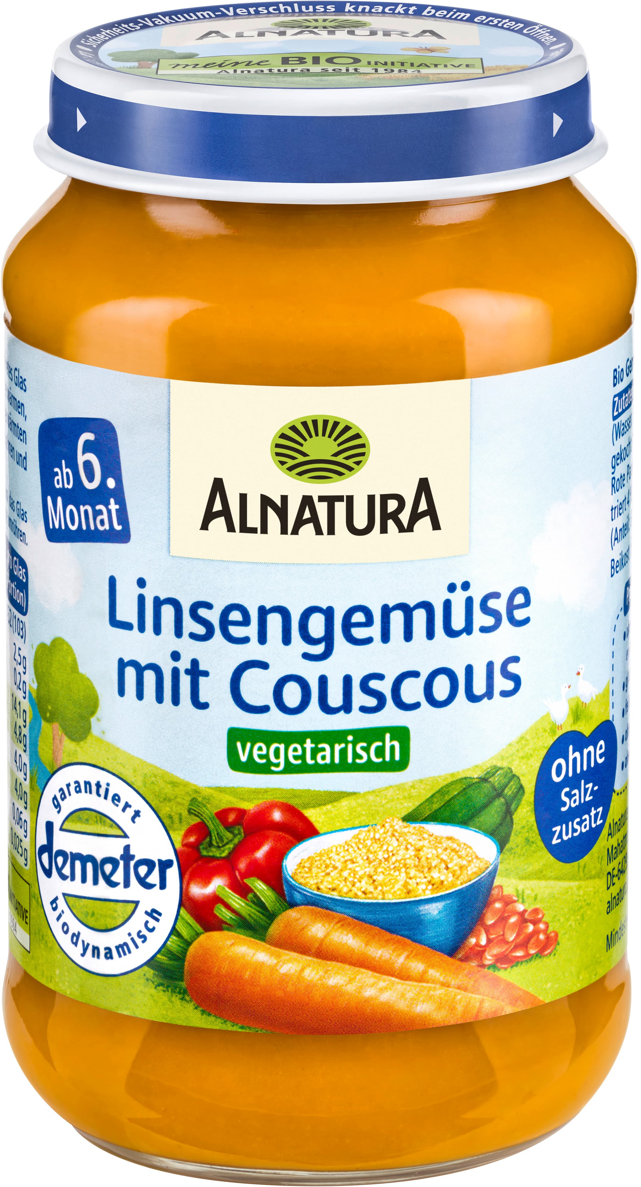 Alnatura Bio Linsengemüse mit Couscous, Babygläschen (ab 6. Mon.)