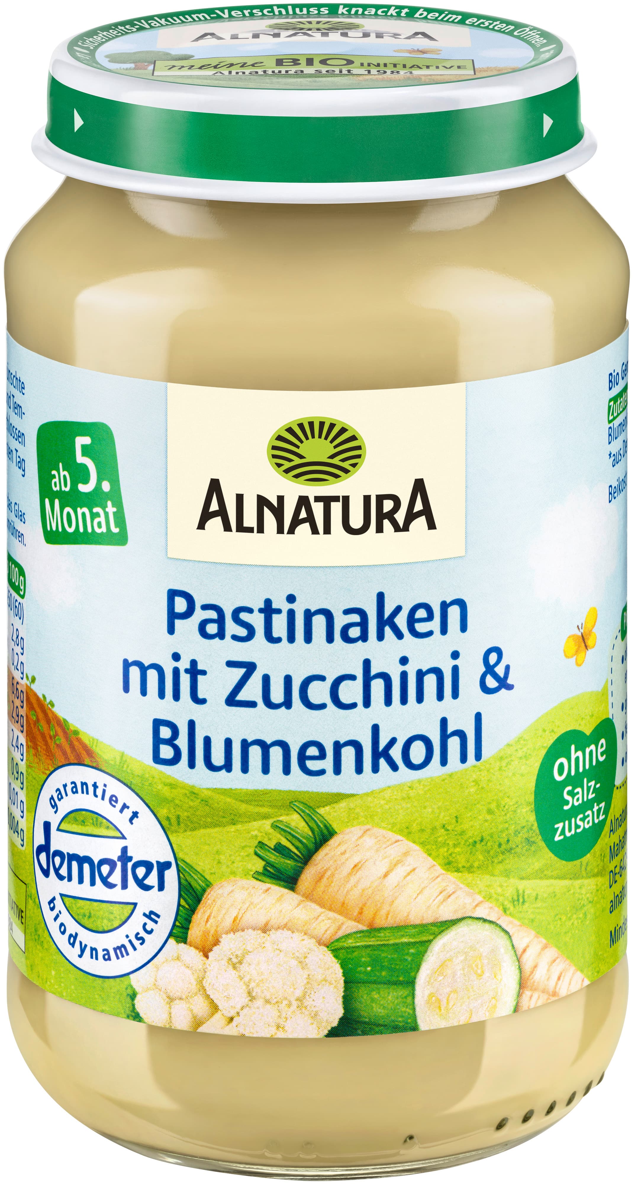 Alnatura Bio Pastinake-Zucchini-Blumenkohl, Babygläschen (nach 4. Mon.)