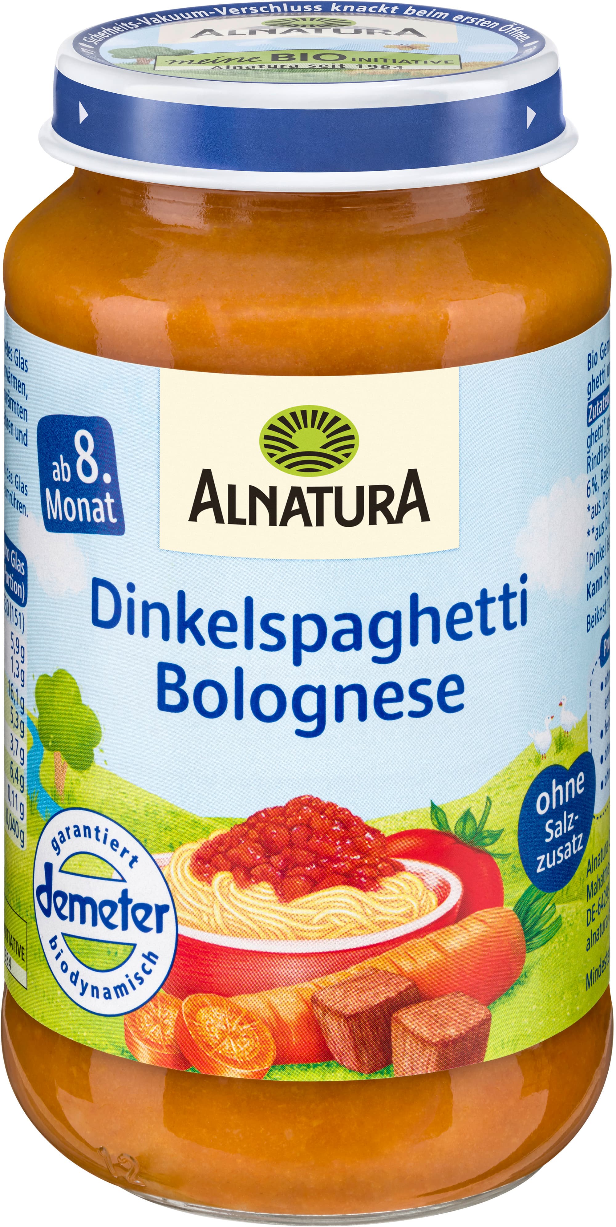Alnatura Bio Dinkelspaghetti Bolognese Babygläschen