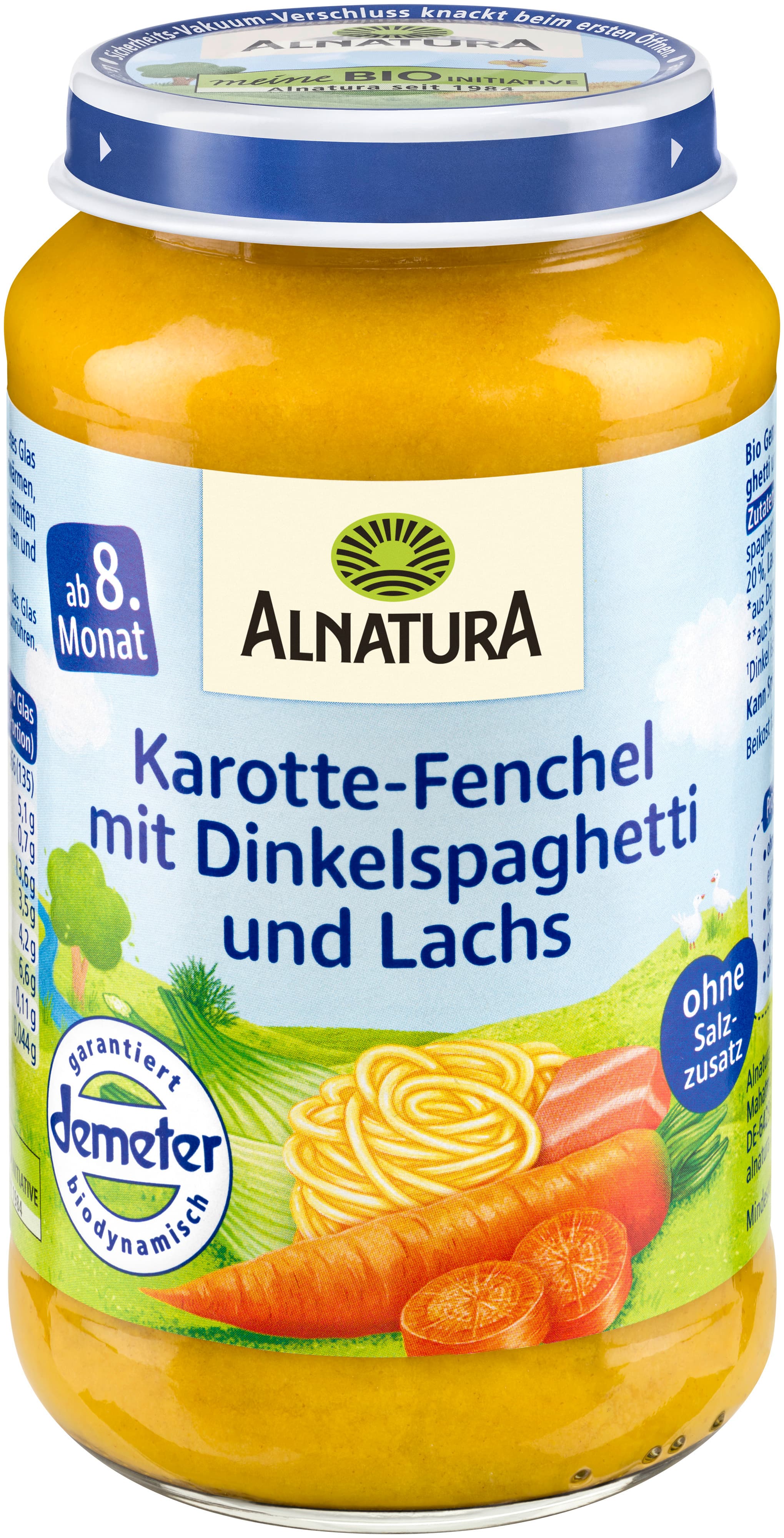 Alnatura Bio Karotte-Fench-Dinkelspaghetti-Lachs Babyläschen