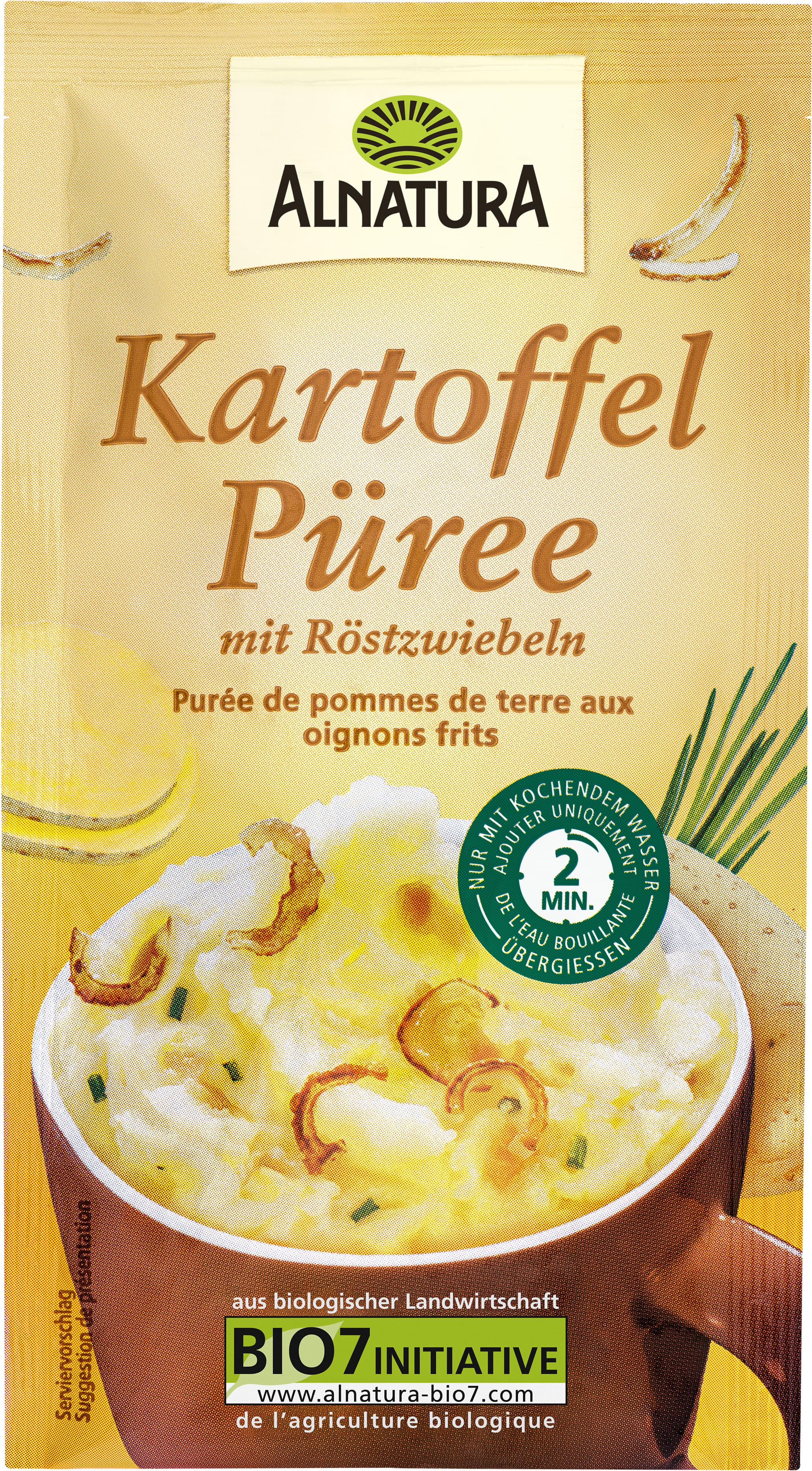 Puré de patatas orgánico Alnatura con cebollas asadas