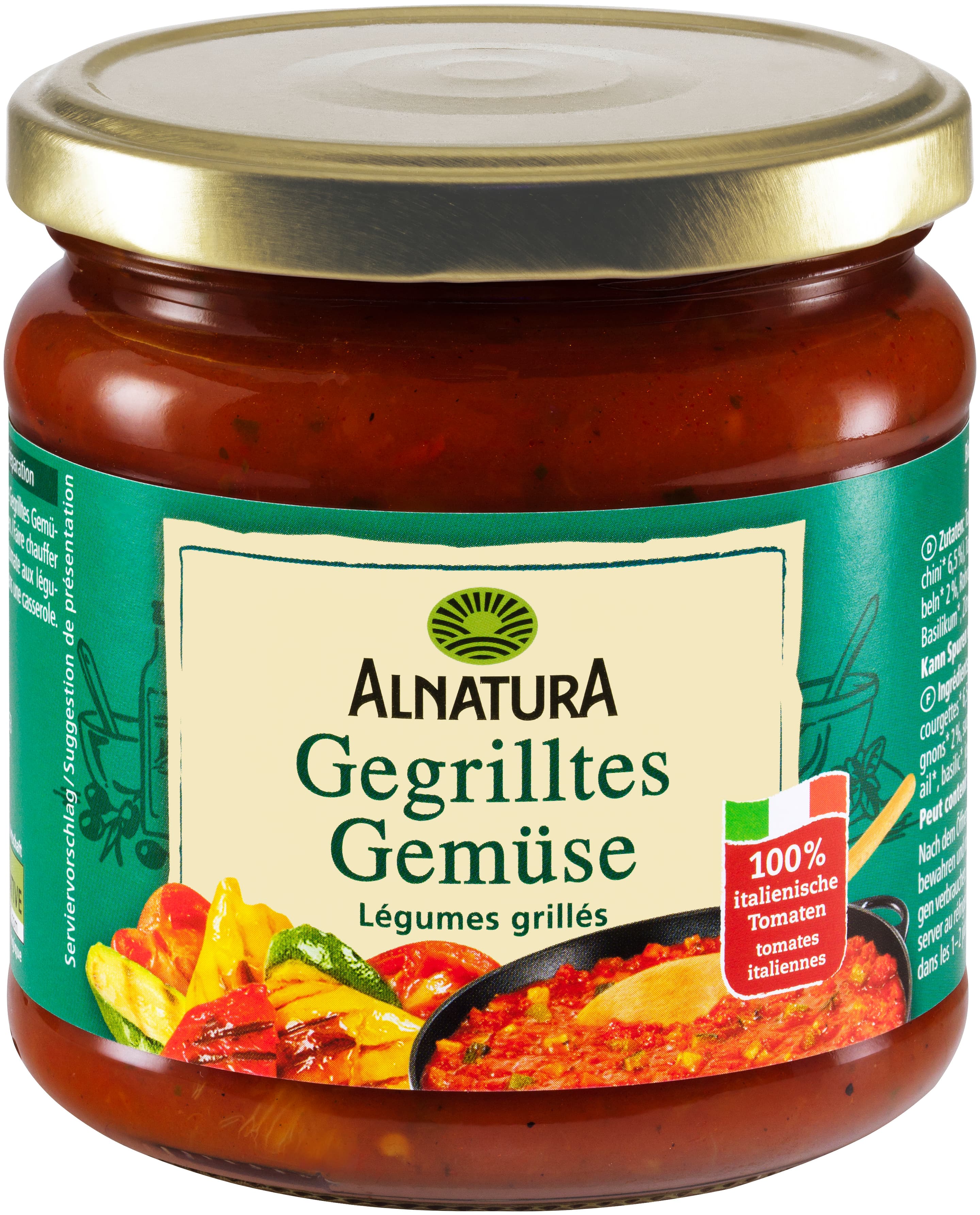 Potitos de verduras a la parrilla con salsa de tomate orgánica Alnatura