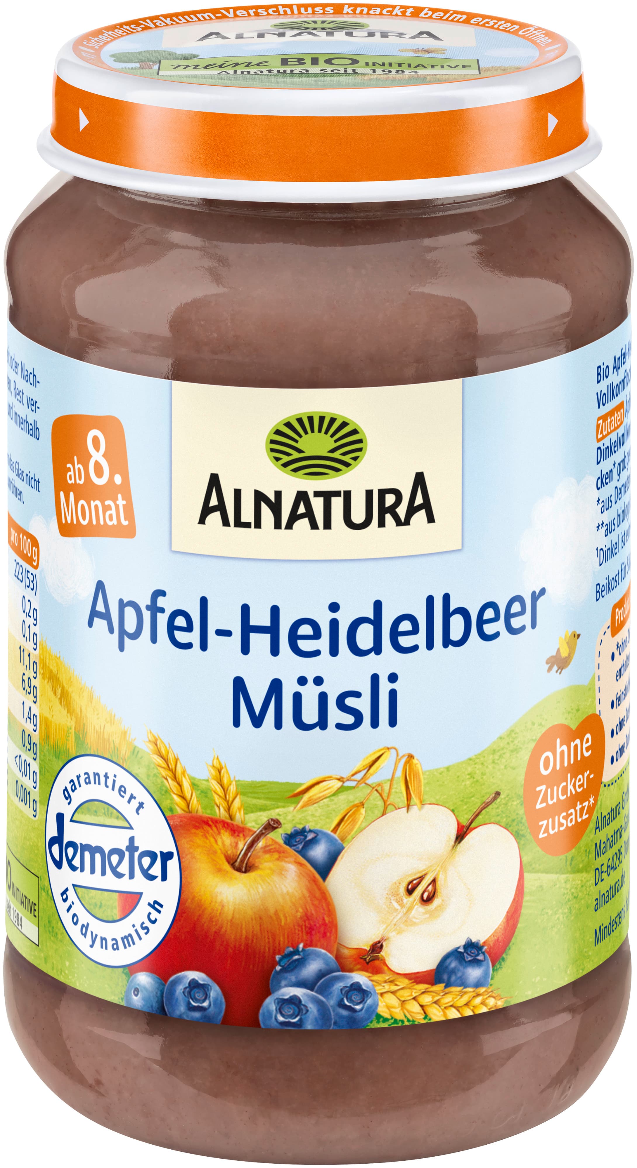 Alnatura Bio Apfel-Heidelbeer-Müsli Babygläschen