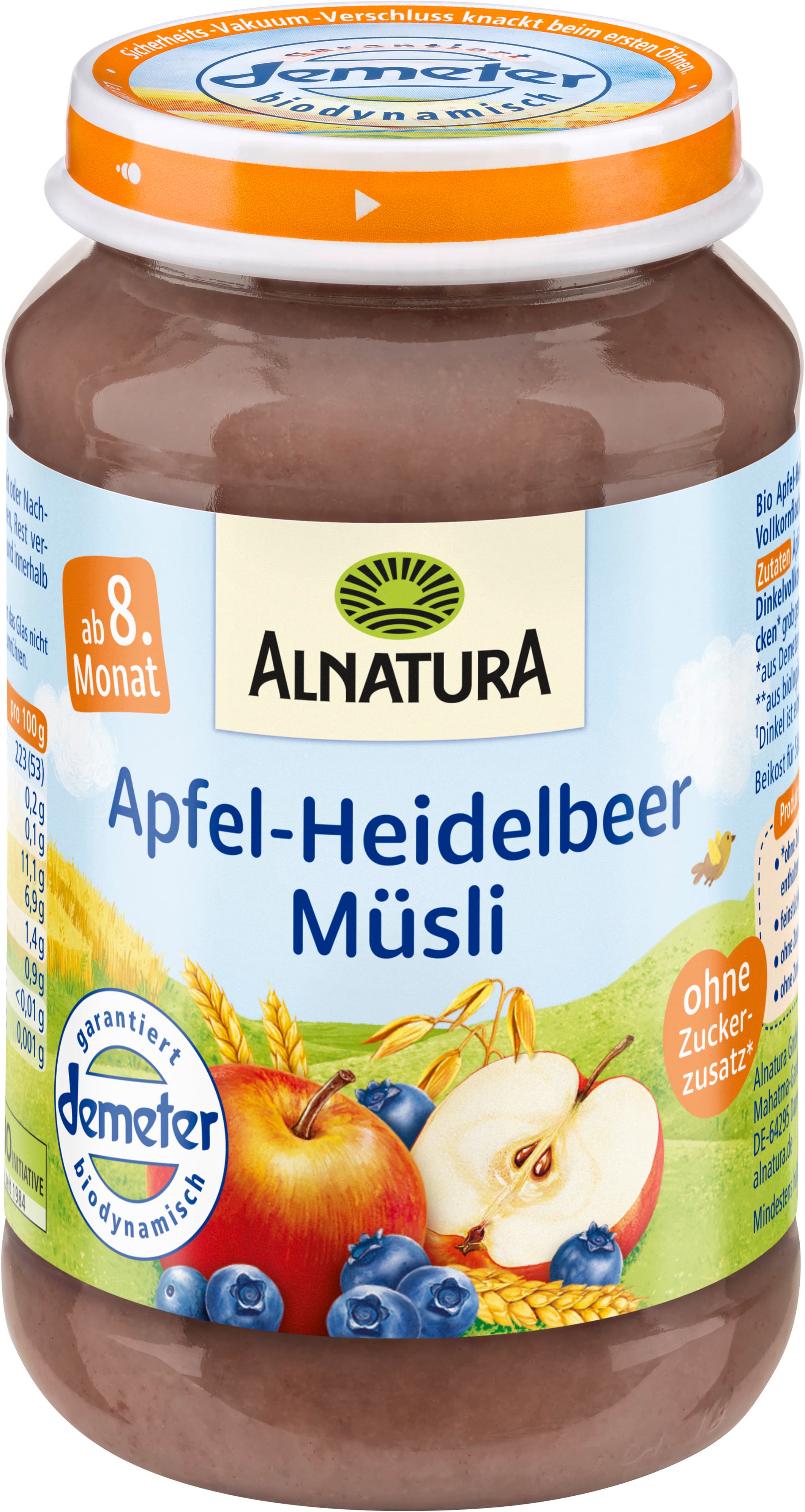 Alnatura Bio Apfel-Heidelbeer-Müsli Babygläschen