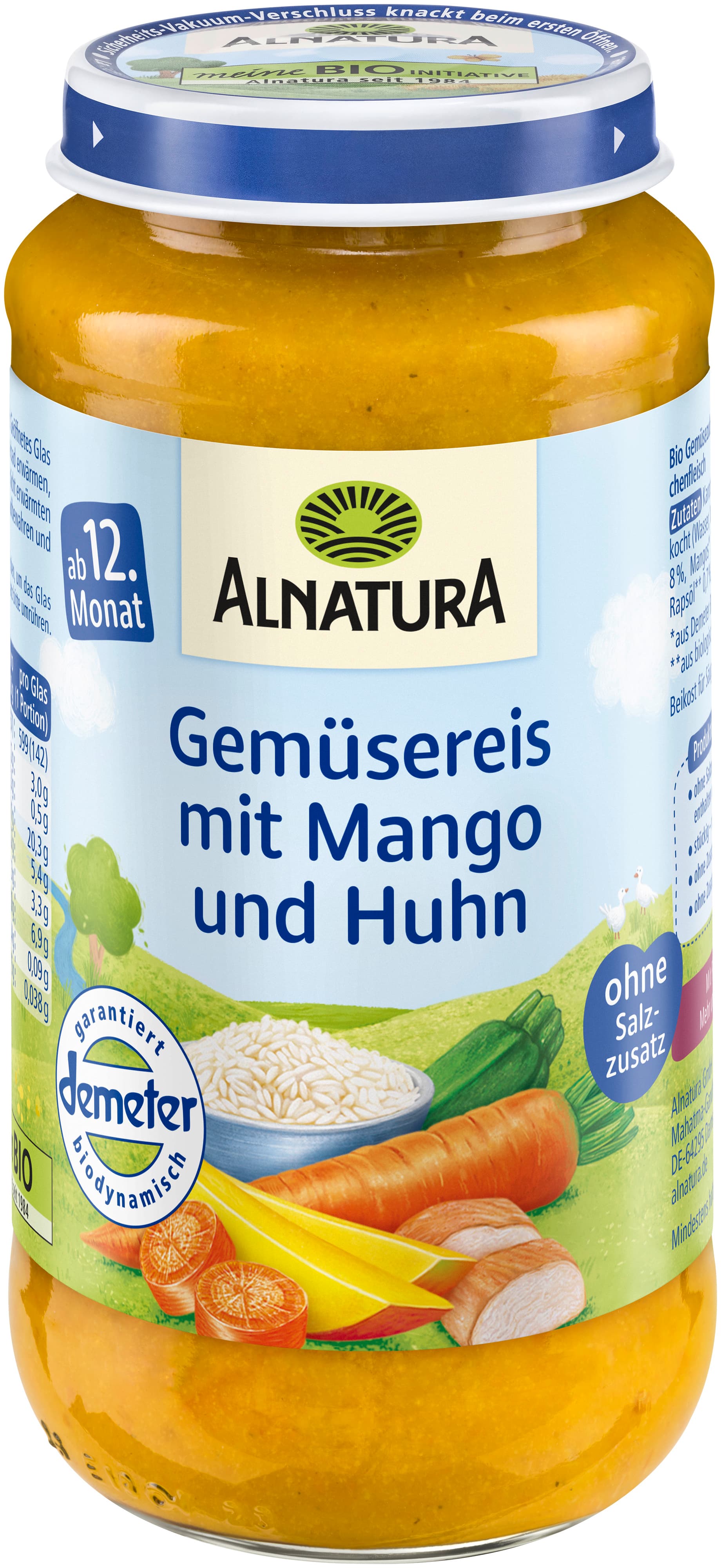 Alnatura Bio Gemüsereis mit Huhn, Babygläschen (ab 12. Mon.)