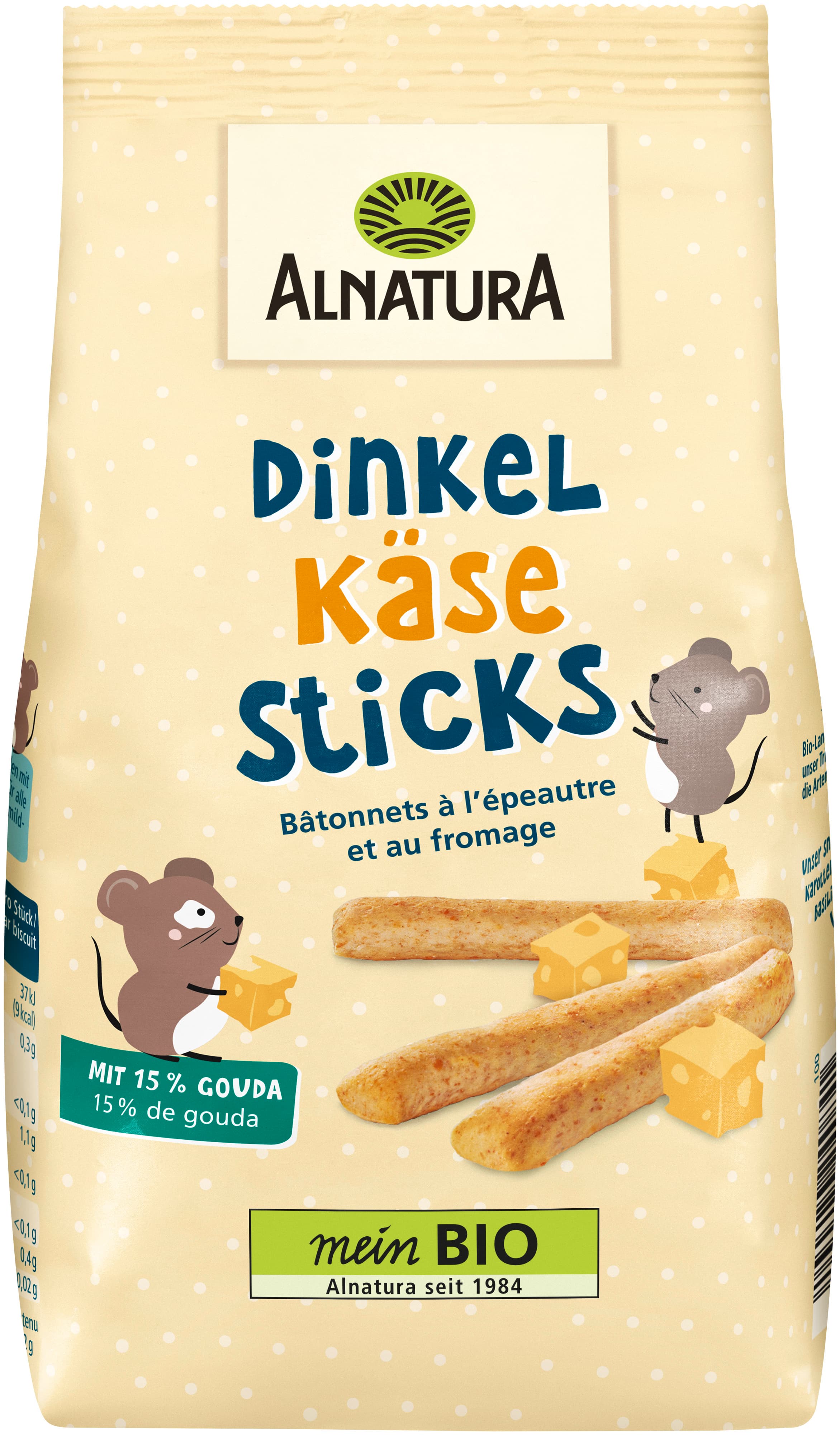 Alnatura Bio Dinkel Käse Sticks 80G (Ab 3 Jahre)