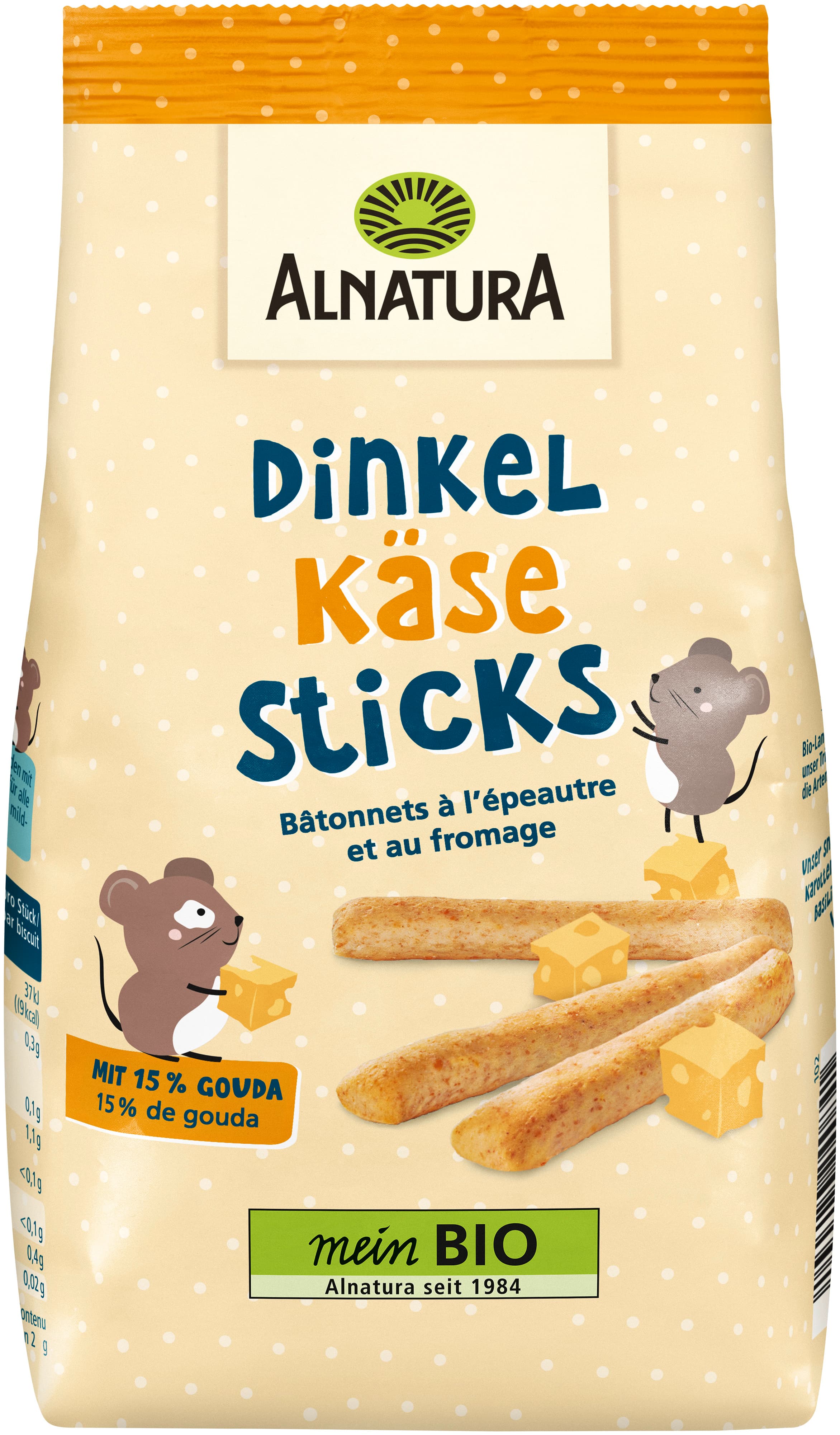 Alnatura Bio Dinkel Käse Sticks 80G (Ab 3 Jahre)