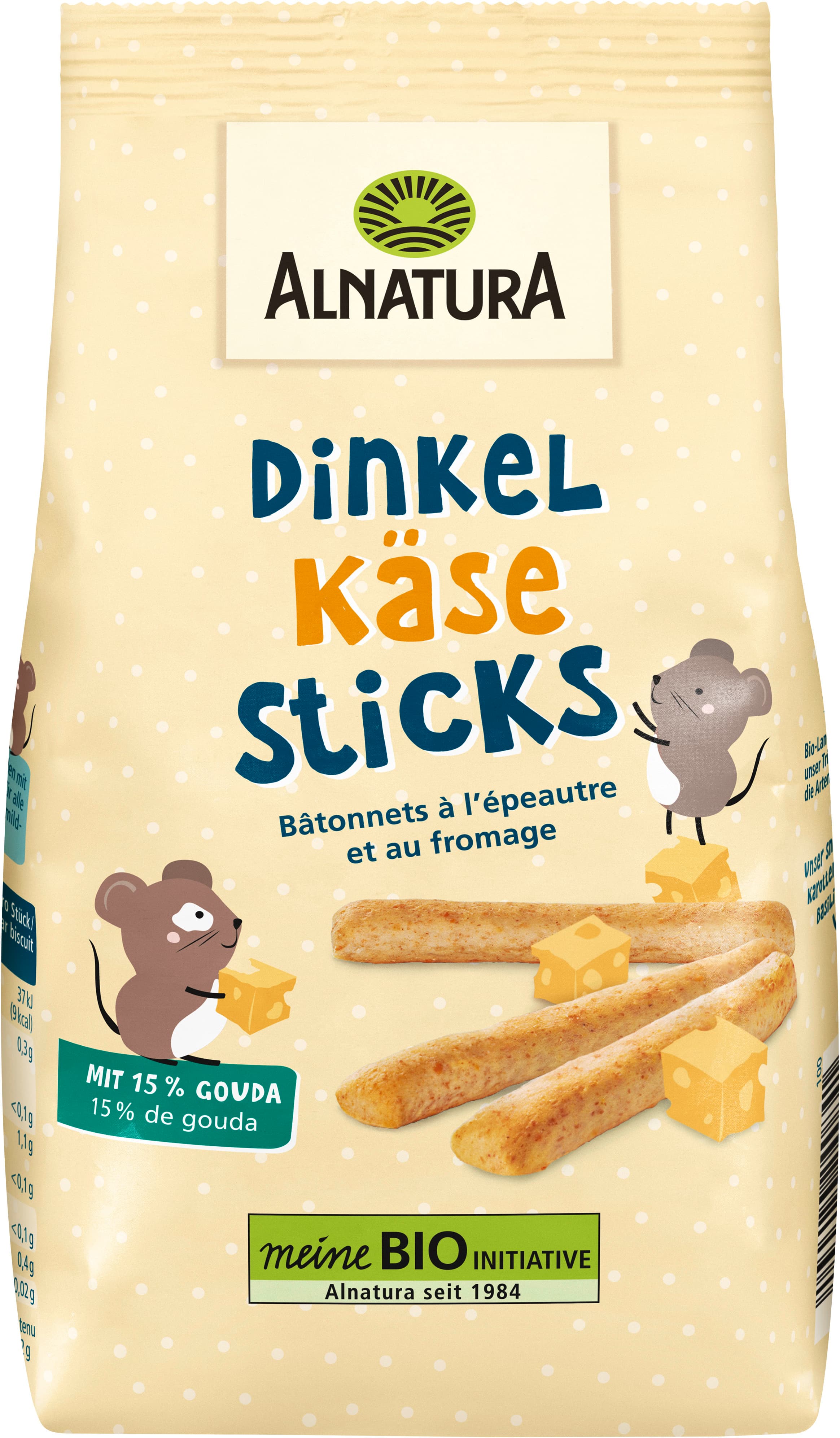 Palitos de queso de espelta orgánico Alnatura 80 g (A partir de 3 años)