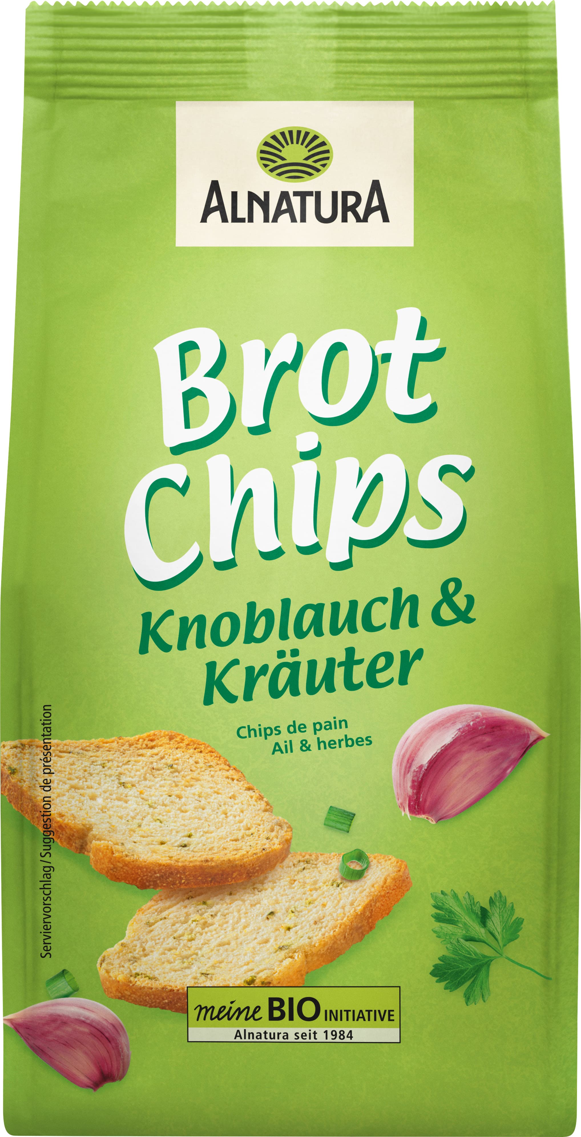 Chips de pan orgánico Alnatura con ajo y hierbas
