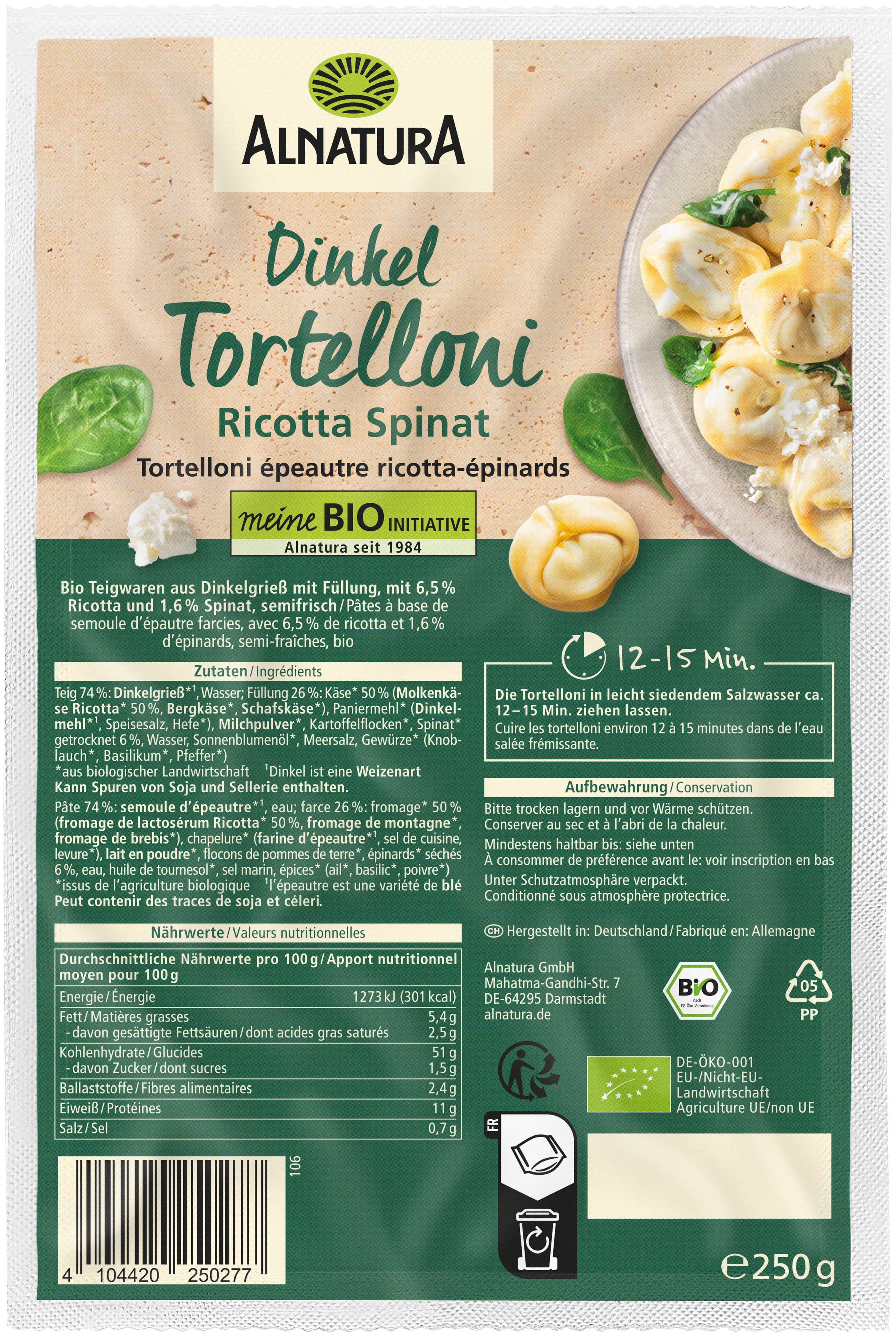 Alnatura Bio Dinkel Tortelloni Ricotta