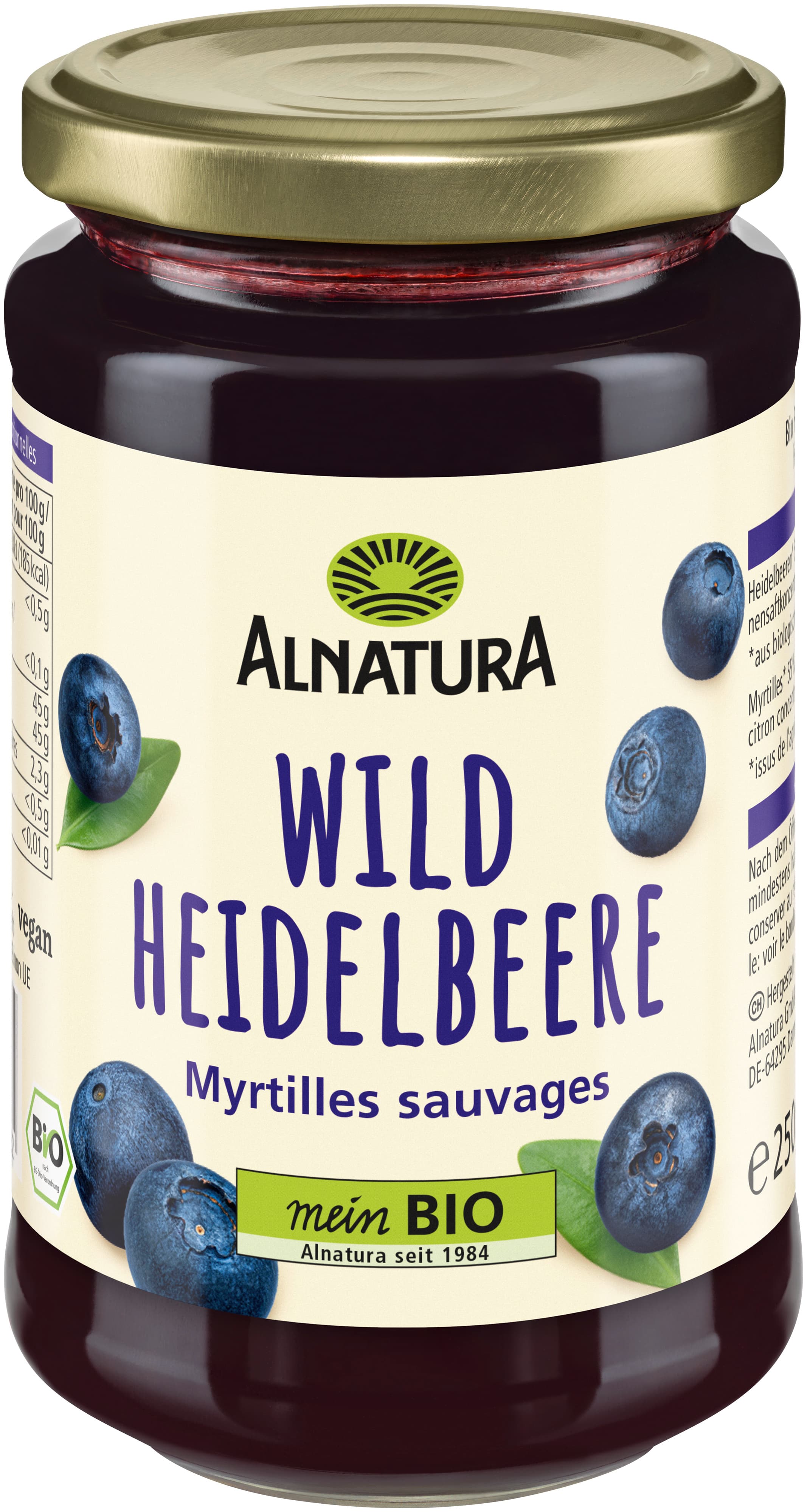 Alnatura Bio Fruchtaufstrich Wildheidelbeere 250