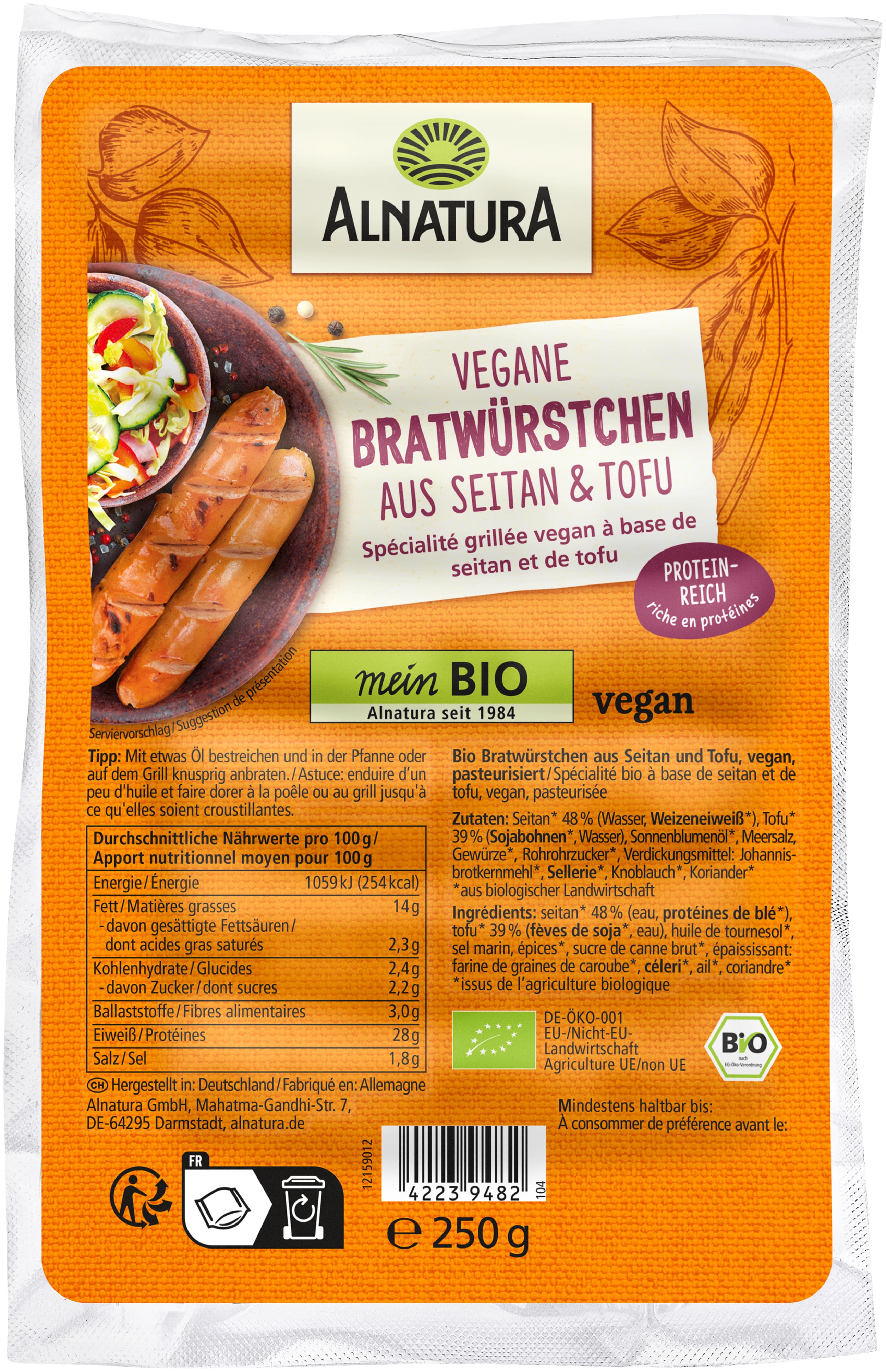 Alnatura Bio"Bratwürstchen"vegan, haltbar