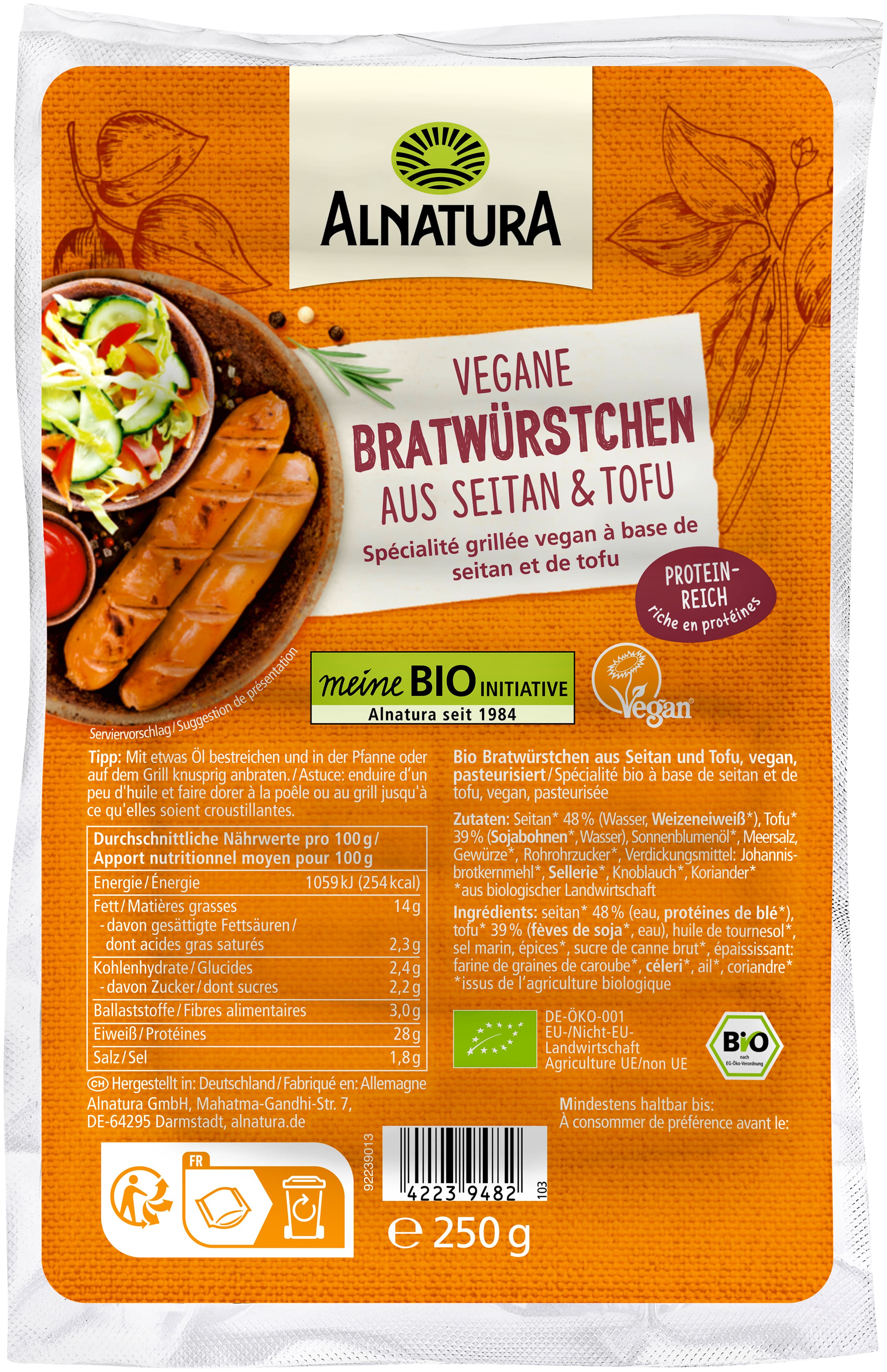 Alnatura Bio"Bratwürstchen"vegan, haltbar