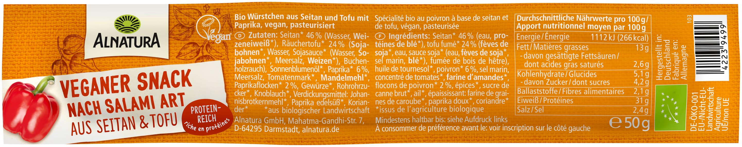 Alnatura Bio Veggie-"Salami", haltbar