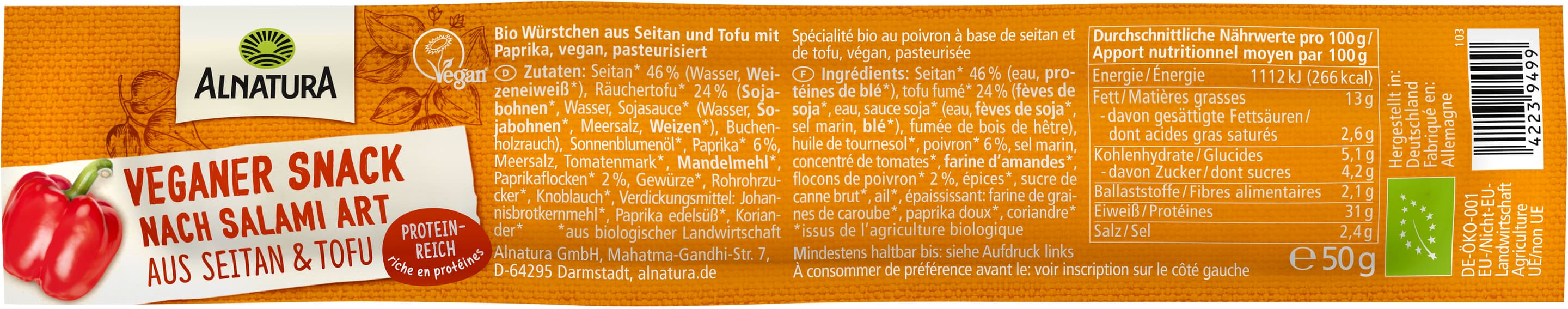 Alnatura Bio Veggie-"Salami", haltbar