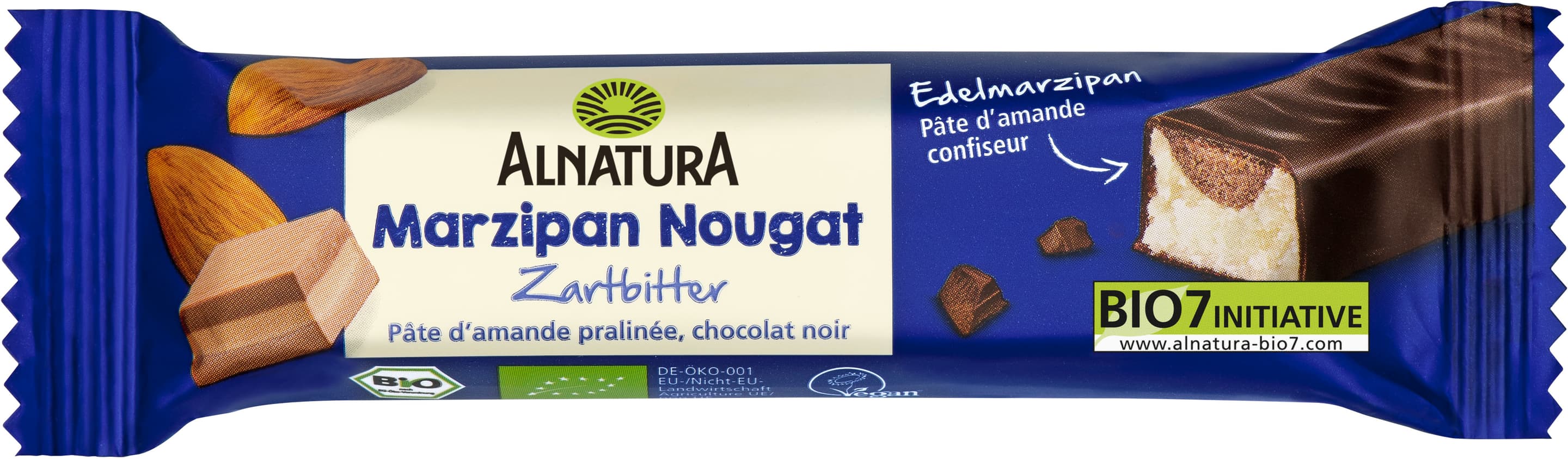 Alnatura Bio Marzipan-Nougat-Riegel, Zartbitter
