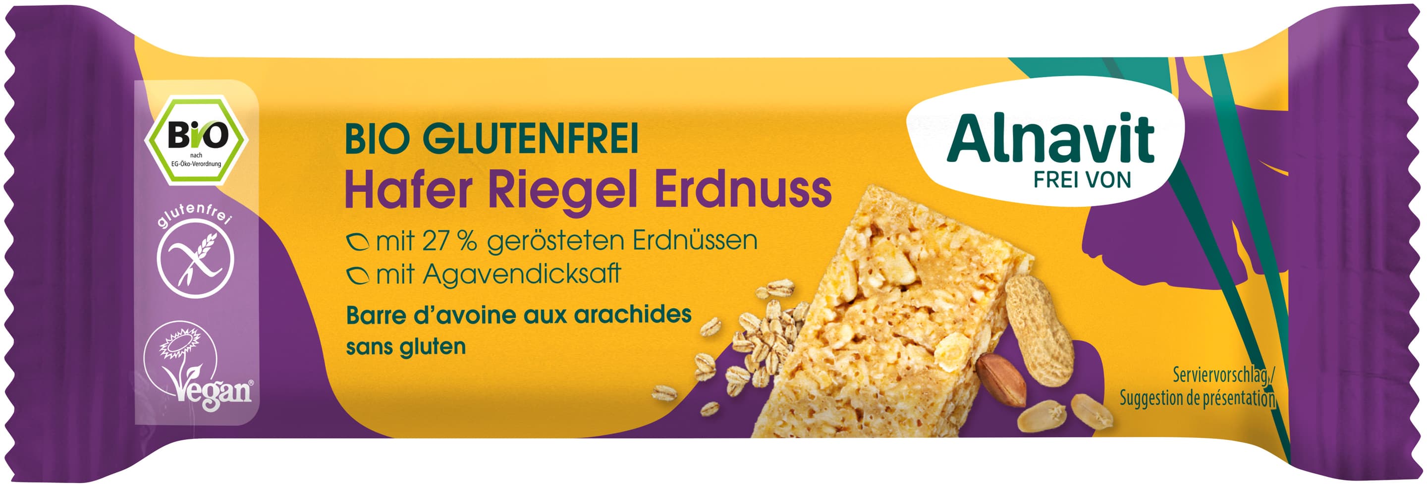 Alnavit Bio Hafer Riegel Erdnuss glutenfrei