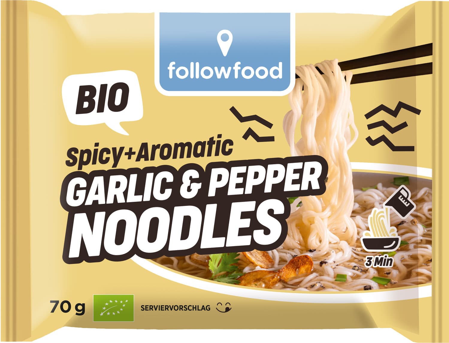 followfood Spicy + Aromatic Bio Garlic & Pepper Noodles