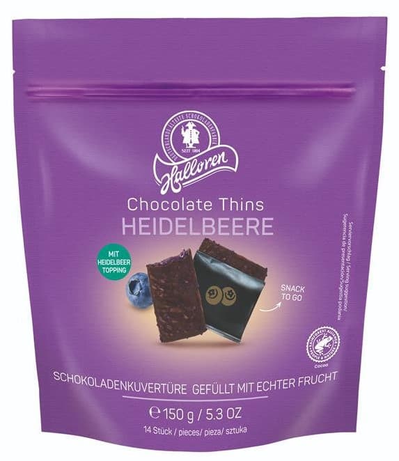 Halloren Chocolate Thins Heidelbeere