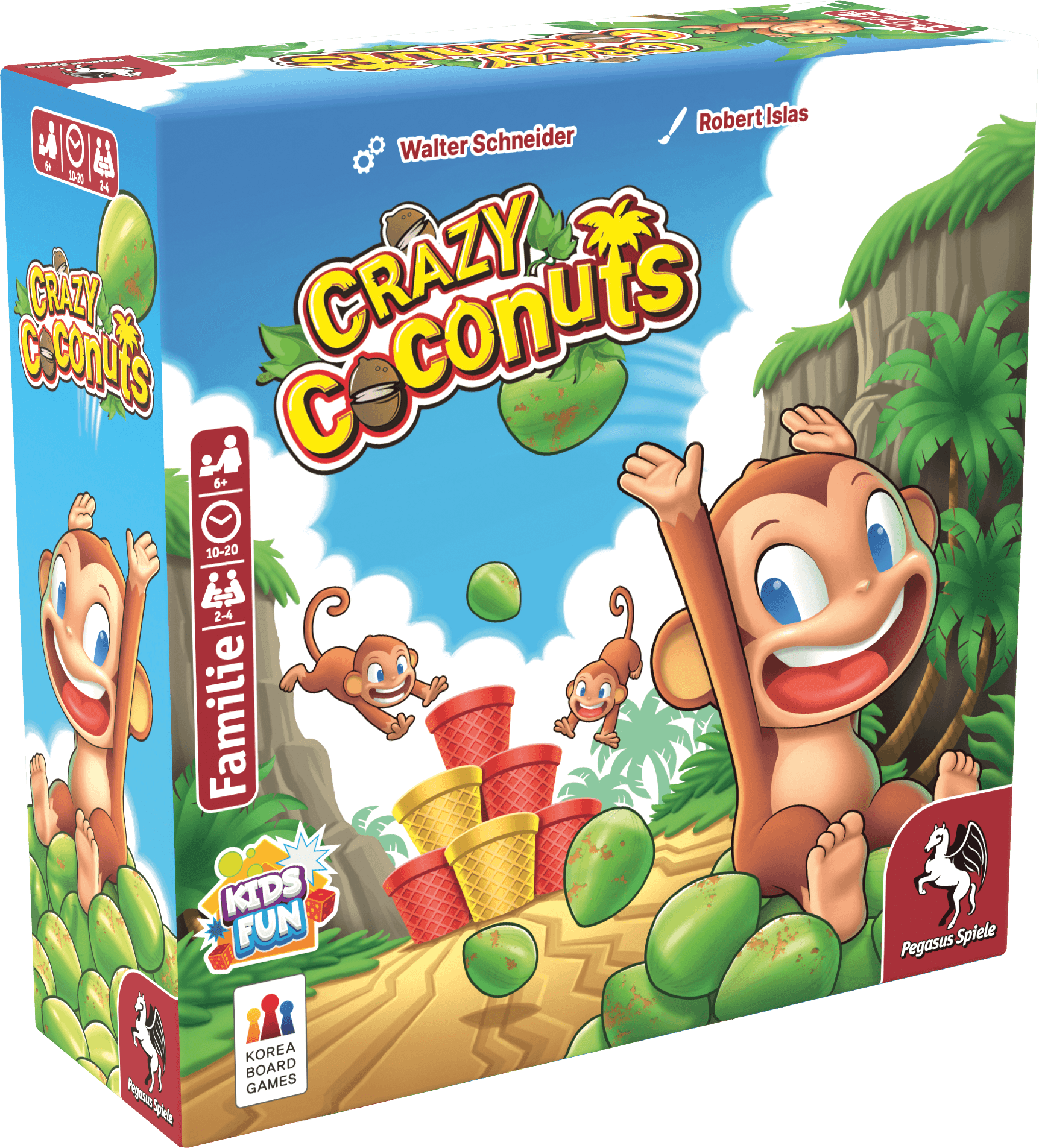 Pegasus Spiele Crazy Coconuts – Geschicklichkeitsspiel für 2–4 Spieler ab 6 Jahren