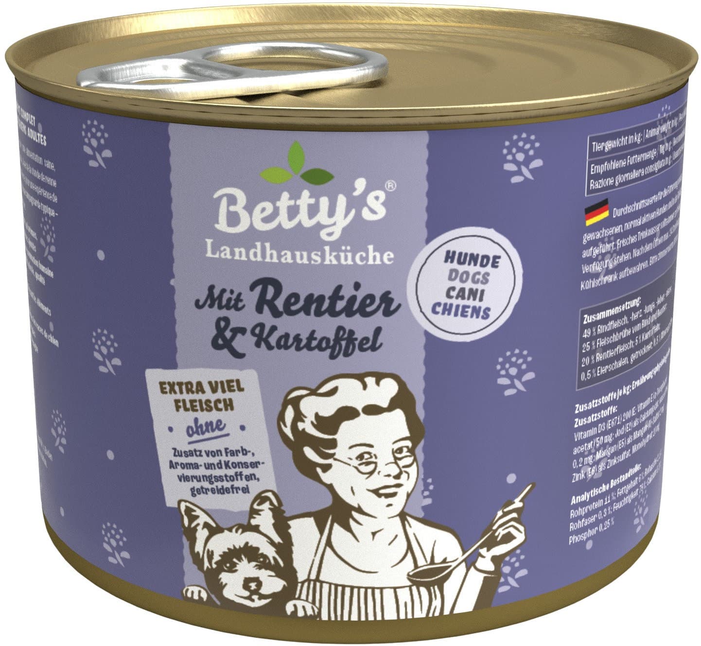 Betty's Landhausküche Hundenassfutter mit Rentier & Kartoffel