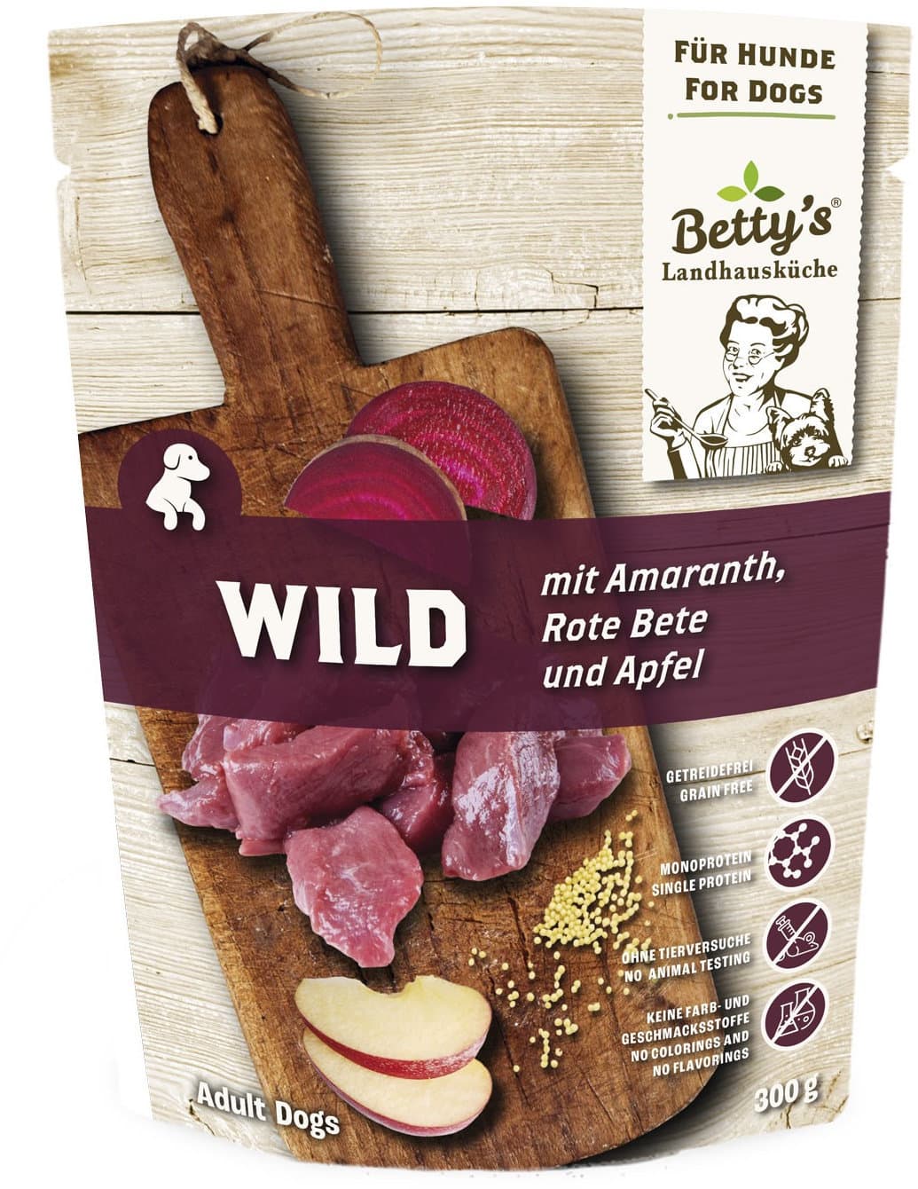 Betty's Landhausküche Hundenassfutter Frischebeutel Wild mit Amaranth