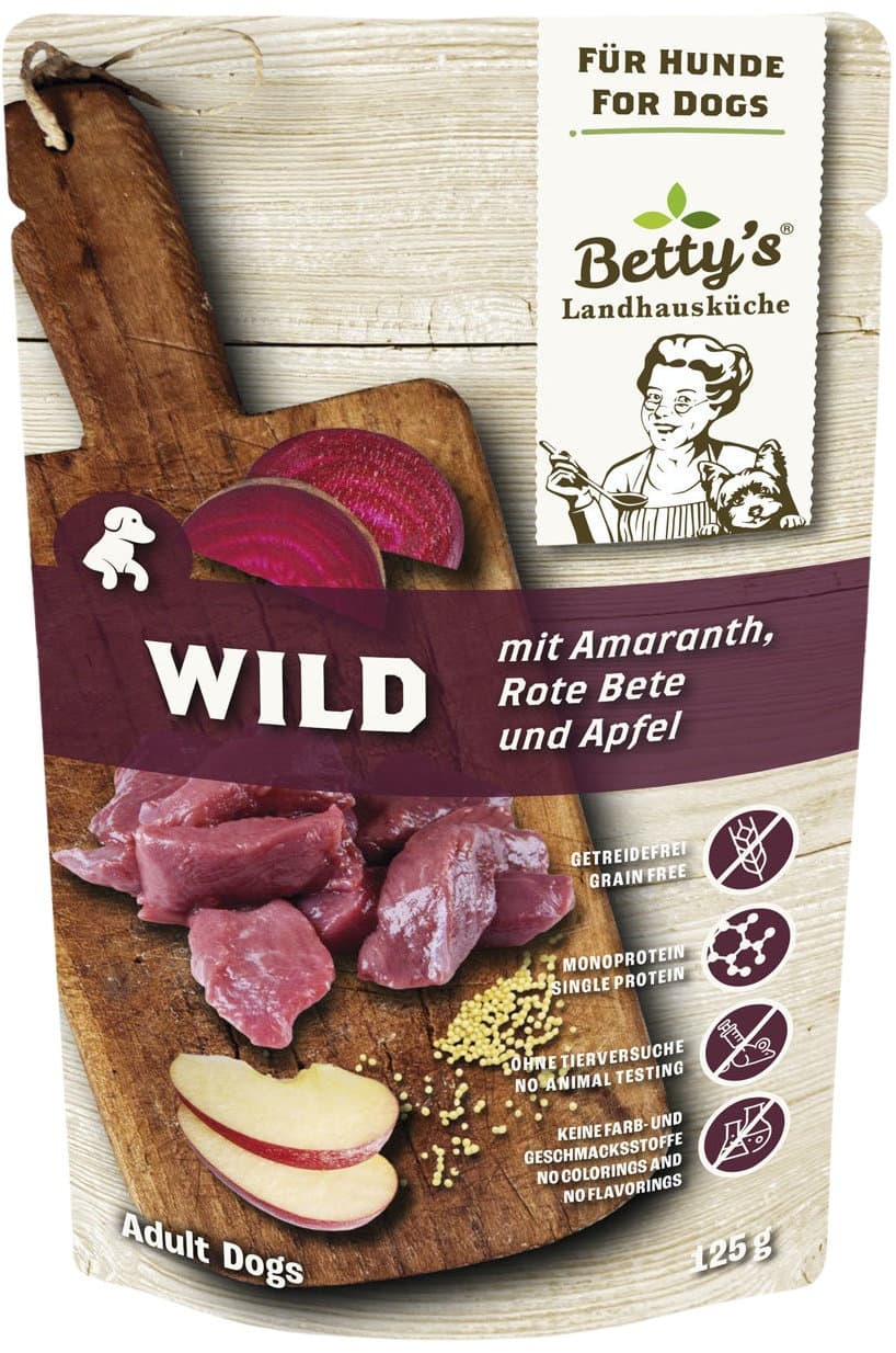 Betty's Landhausküche Hundenassfutter Frischebeutel Wild mit Rote Beete