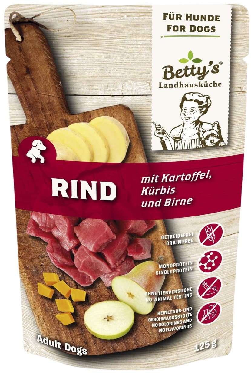 Betty's Landhausküche Hundenassfutter Frischebeutel Rind mit Kartoffel