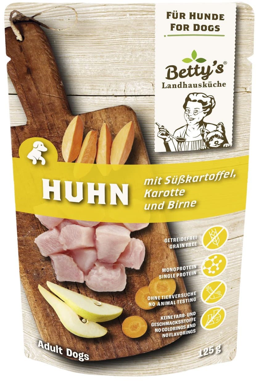 Betty's Landhausküche Hundenassfutter Frischebeutel Huhn mit Süßkartoffel