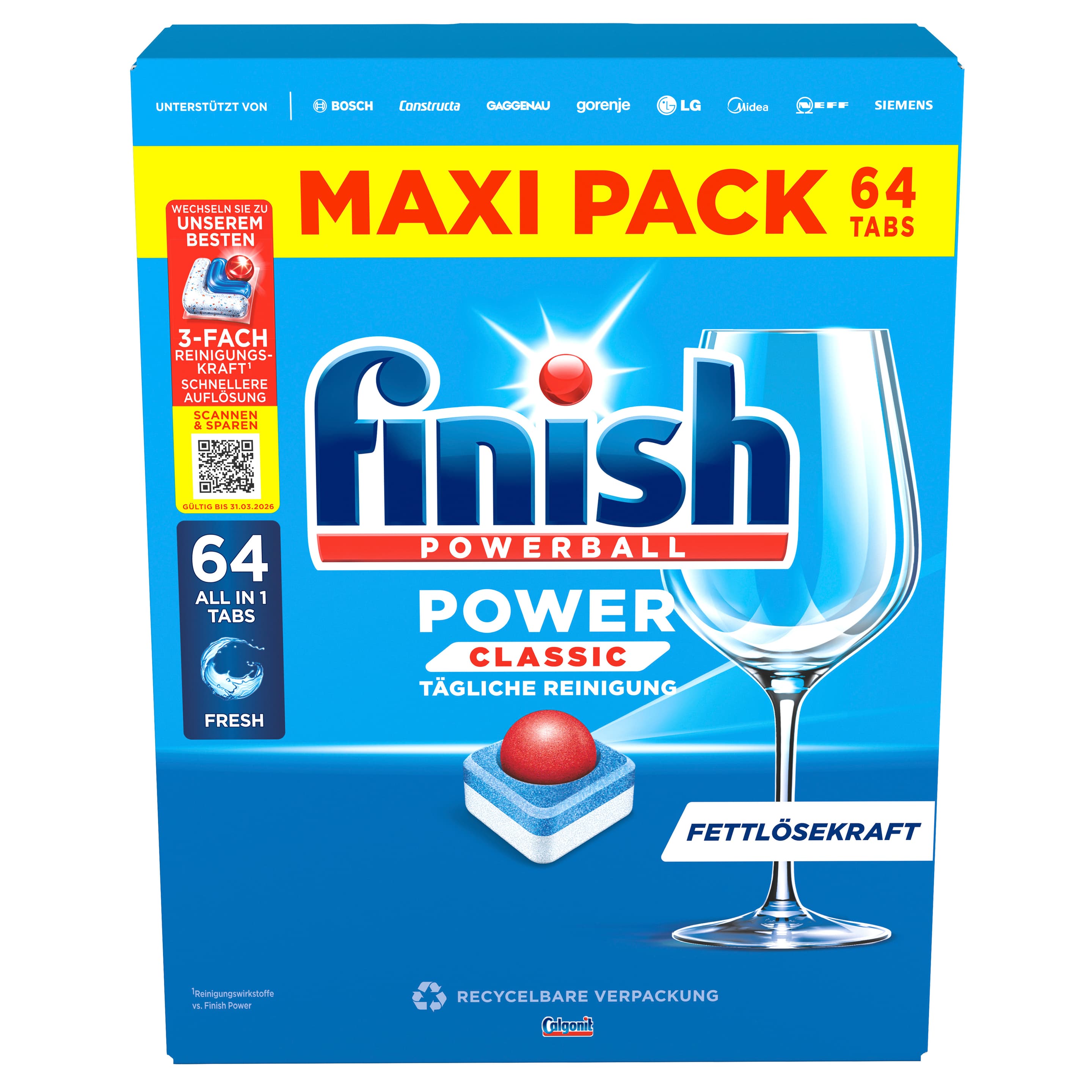 Finish Spülmaschinentabs Power Classic Maxipack Fresh