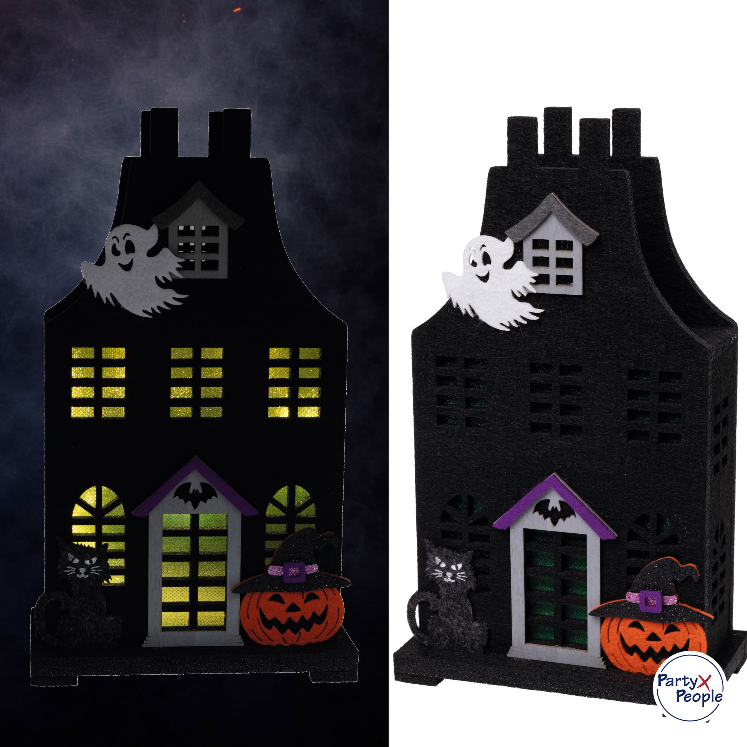 PartyxPeople - Deko Creepy House aus Filz LED