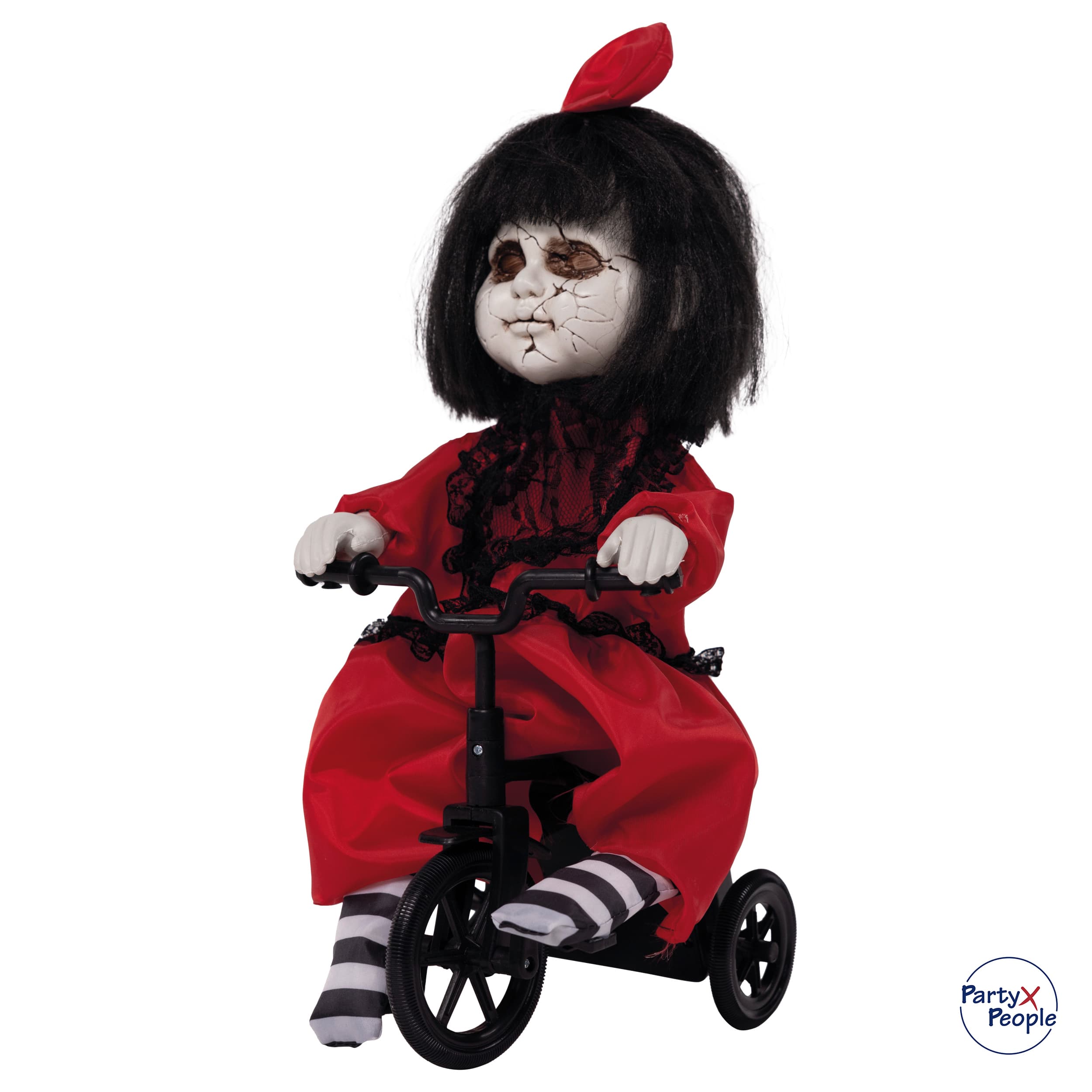 PartyxPeople - Horror Puppe auf Fahrrad mit Bewegung und Sound