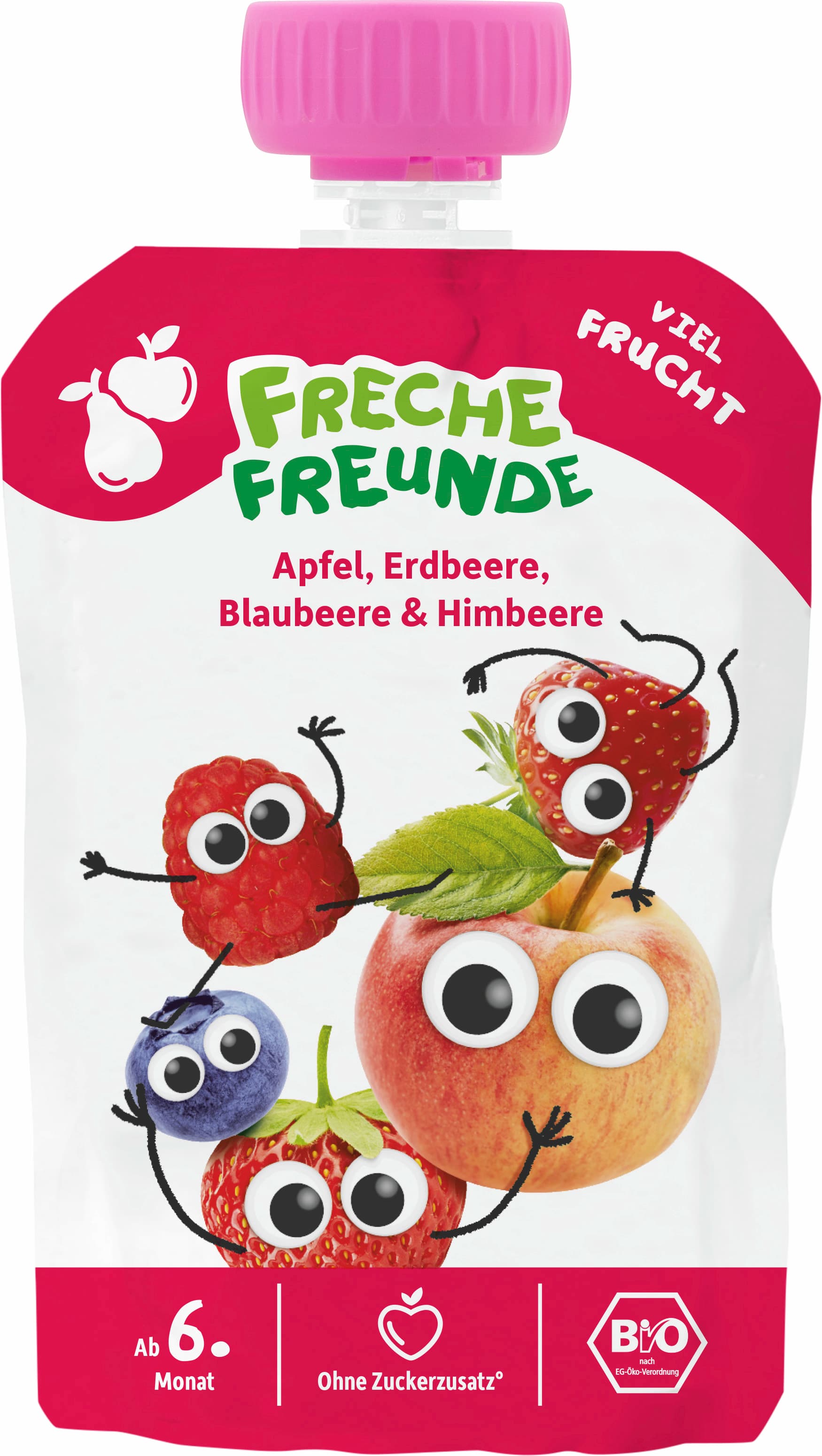 Freche Freunde Bio Quetschie 100% Apfel, Erdbeere, Blaubeere & Himbeere