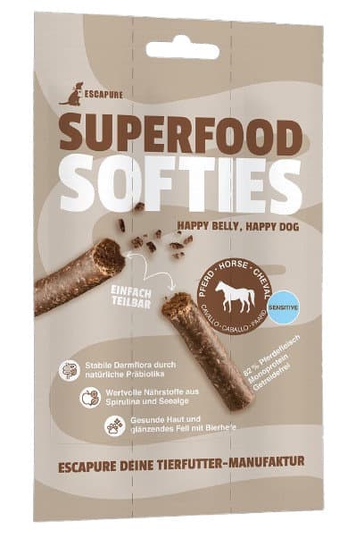 ESCAPURE Hundesnack Superfood Soft Sticks Pferd