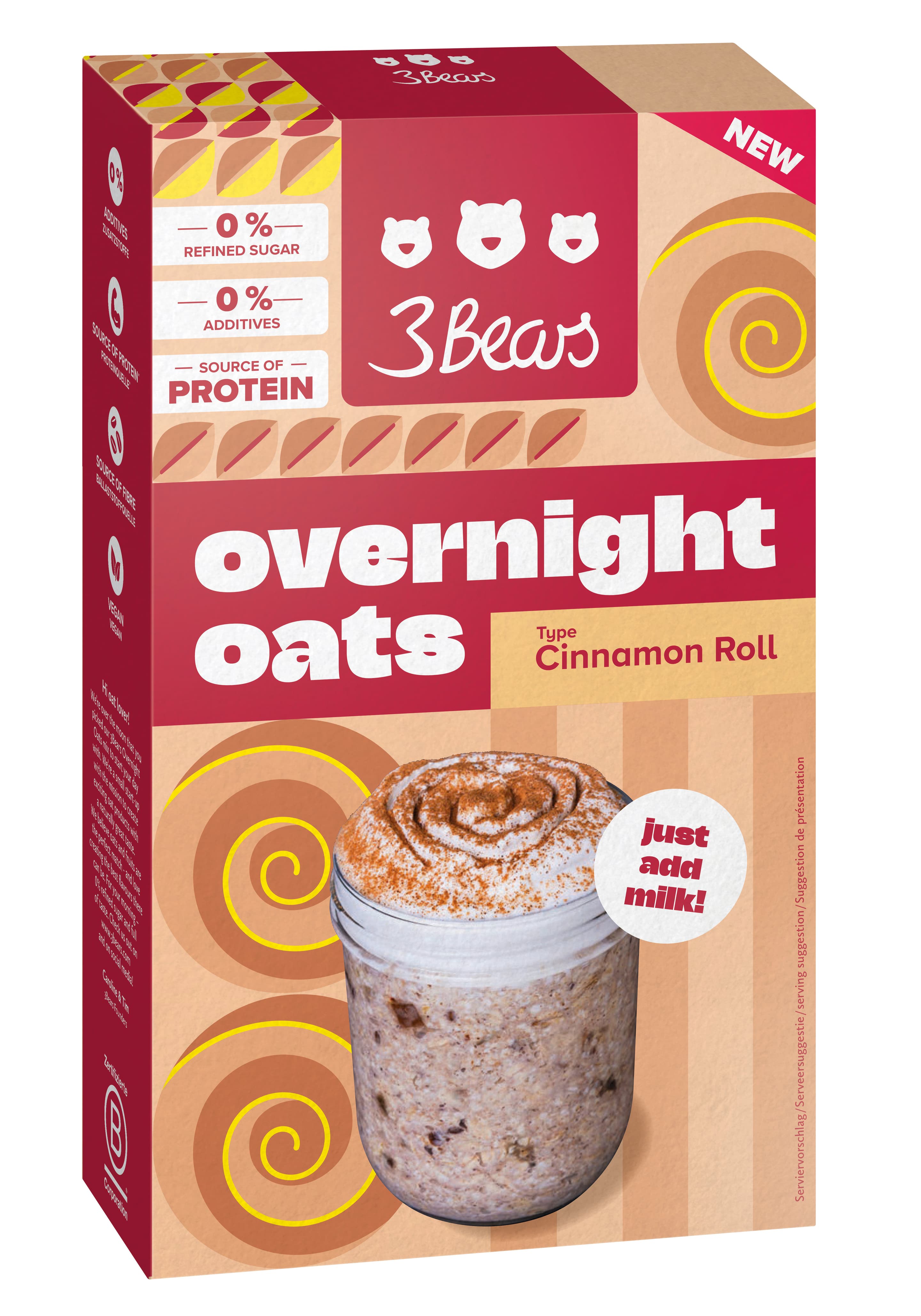 3Bears Overnight Oats Cinnamon Roll