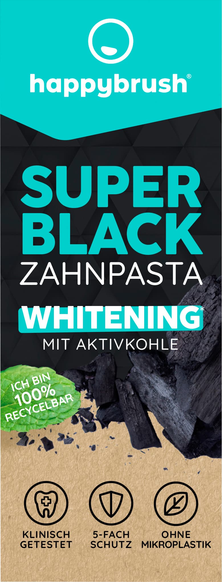 happybrush Zahncreme Super Black Whitening Remineralisierung