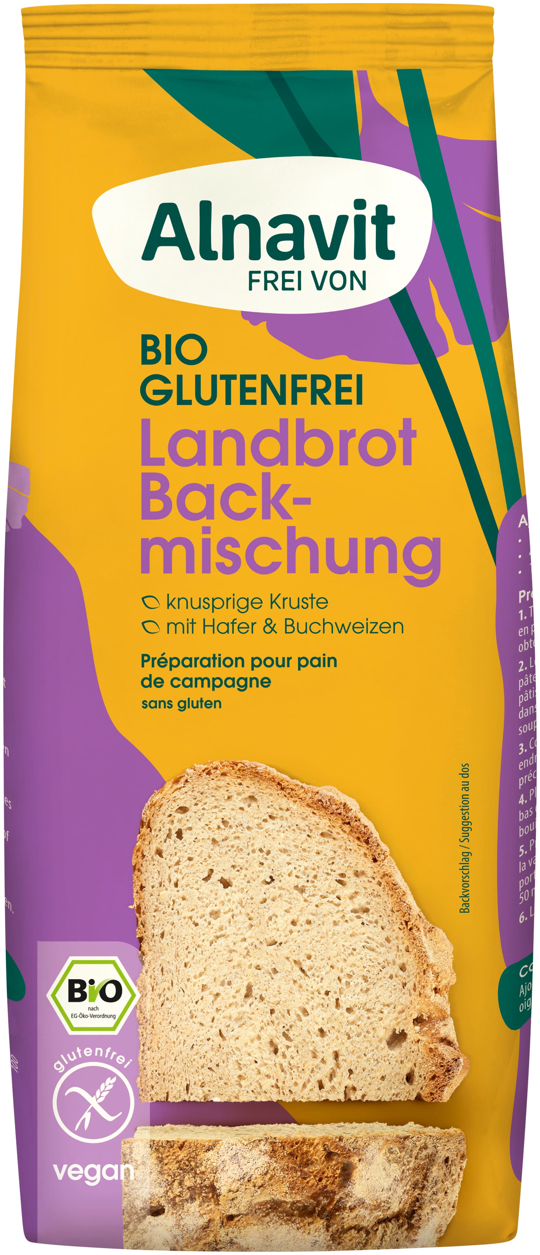 Alnavit Bio Landbrot Backmischung glutenfrei