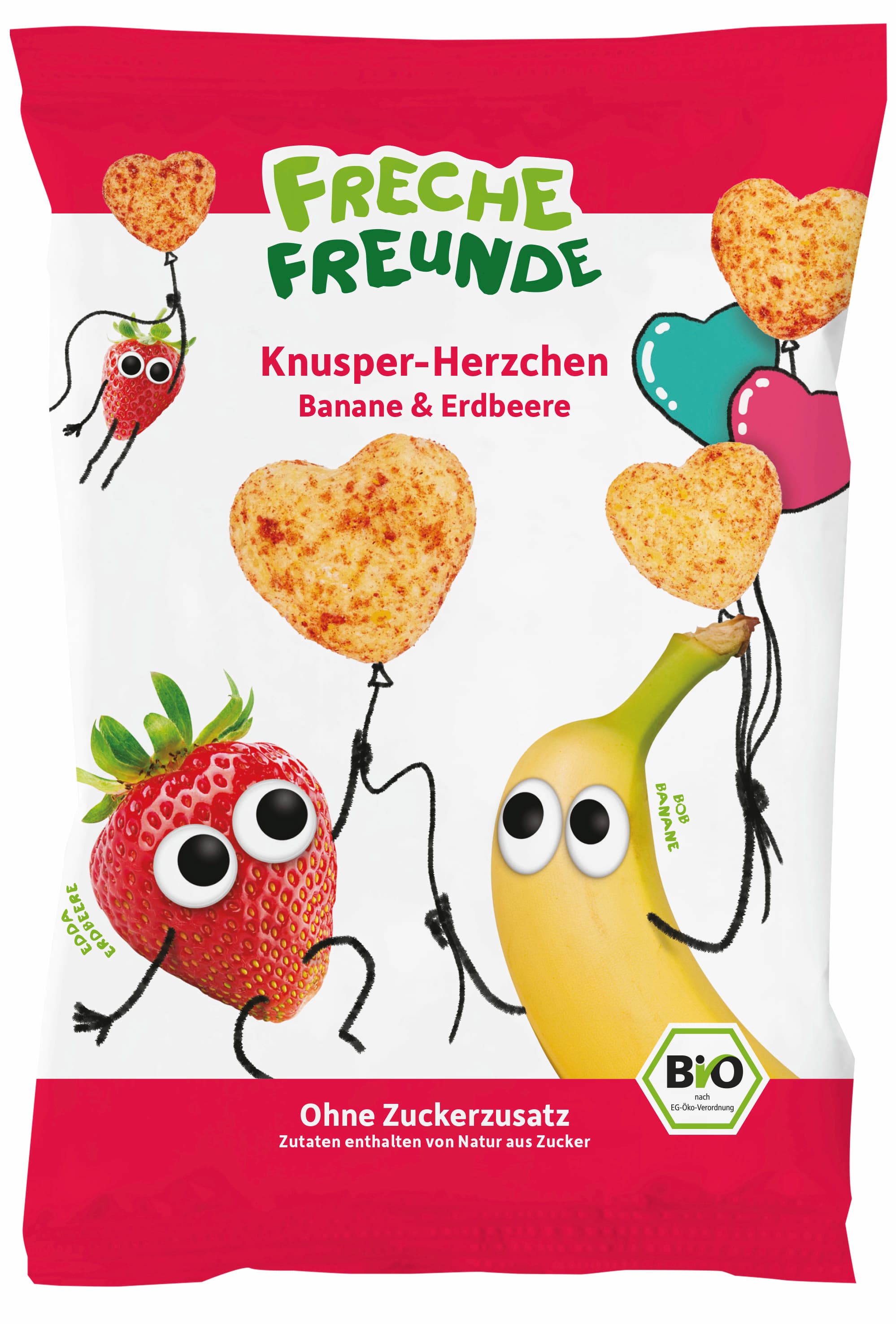 Freche Freunde Bio Knusper-Herzchen Banane & Erdbeere