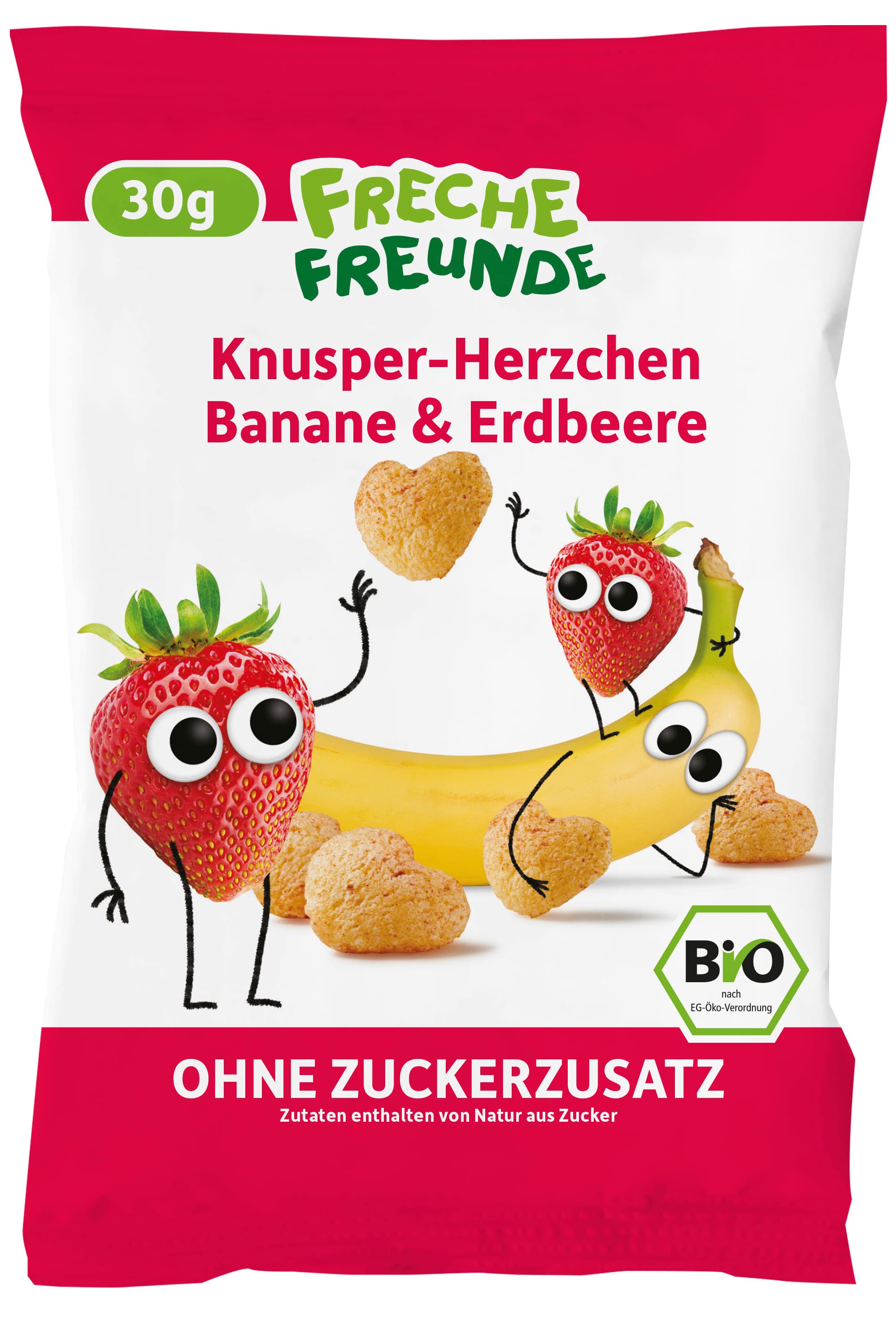 Freche Freunde Bio Knusper-Herzchen Banane & Erdbeere