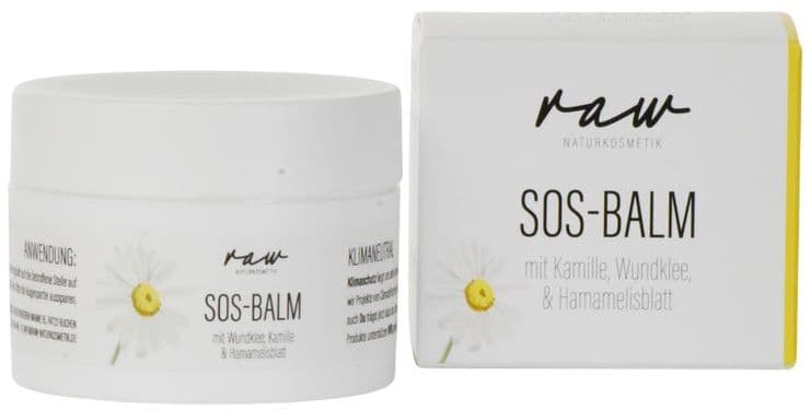 raw Naturkosmetik SOS Balm mit Wundklee, Kamille & Hamamelisblatt