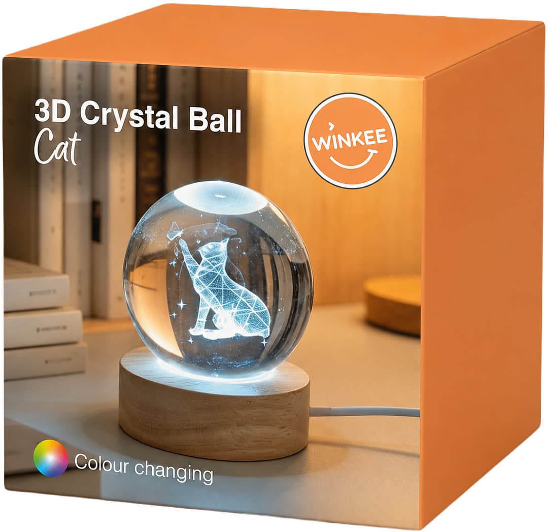 Winkee 3D Kristallkugel Katze