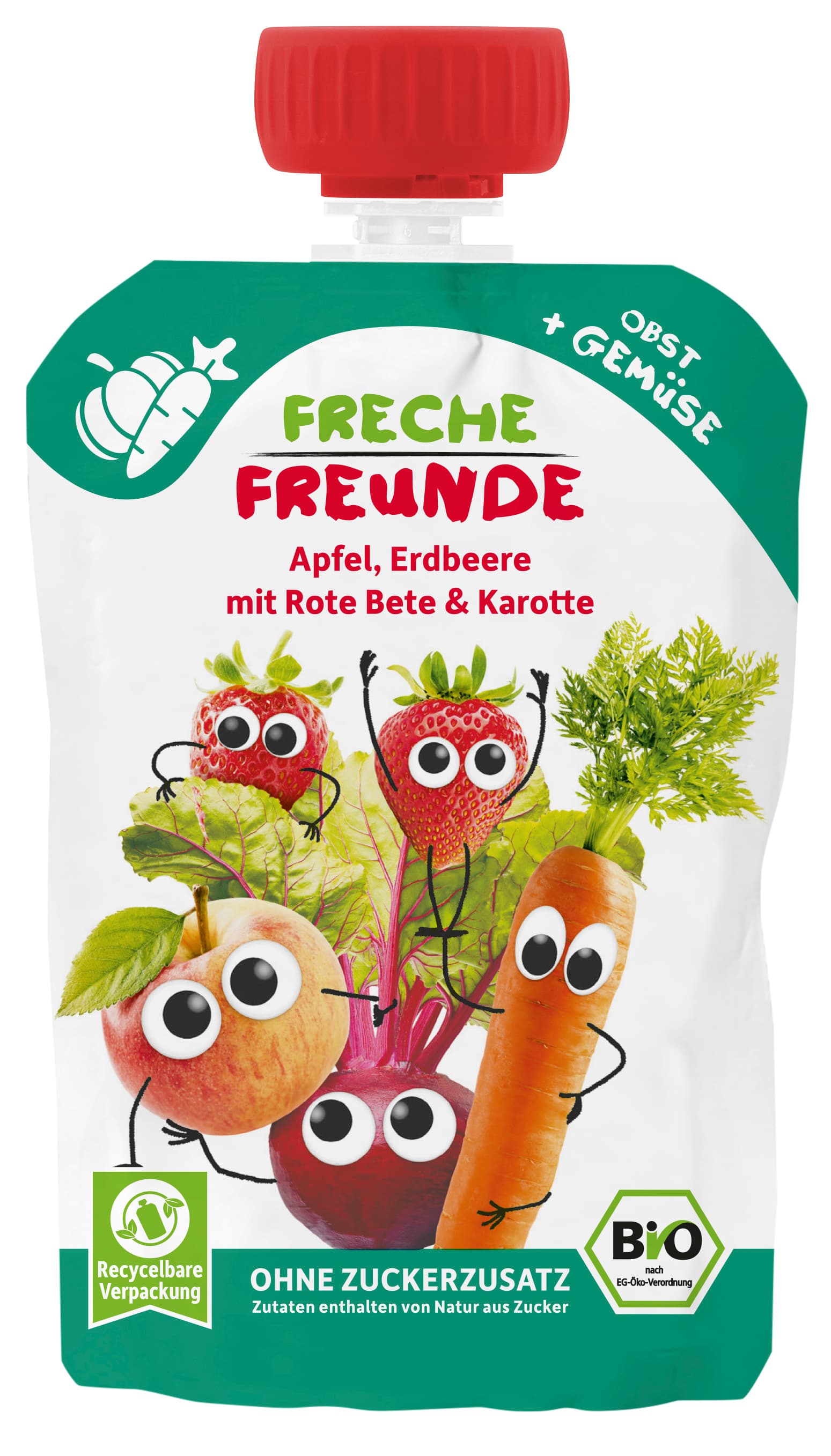 Freche Freunde Quetschie Apfel, Erdbeere mit Rote Beete & Karotte